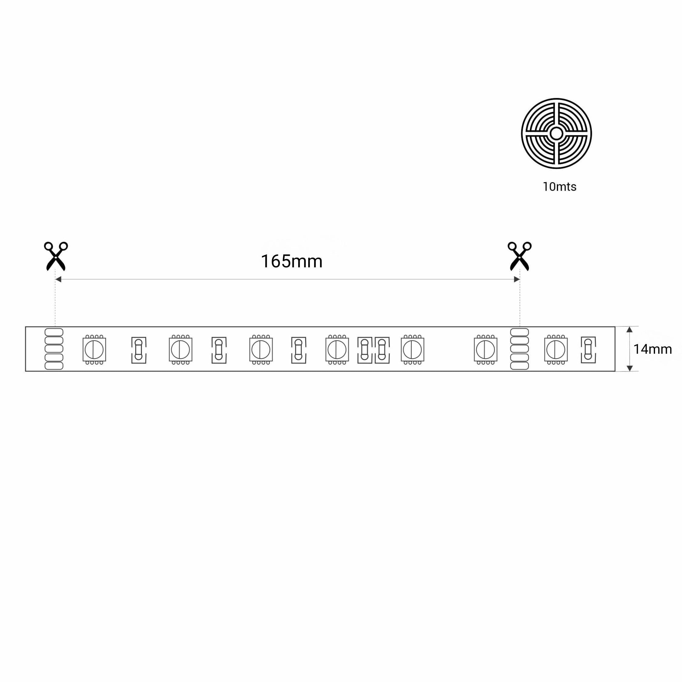 Tira LED solar exterior con mando 40W - 10 metros - IP65 - Disponible RGB y 2700K
