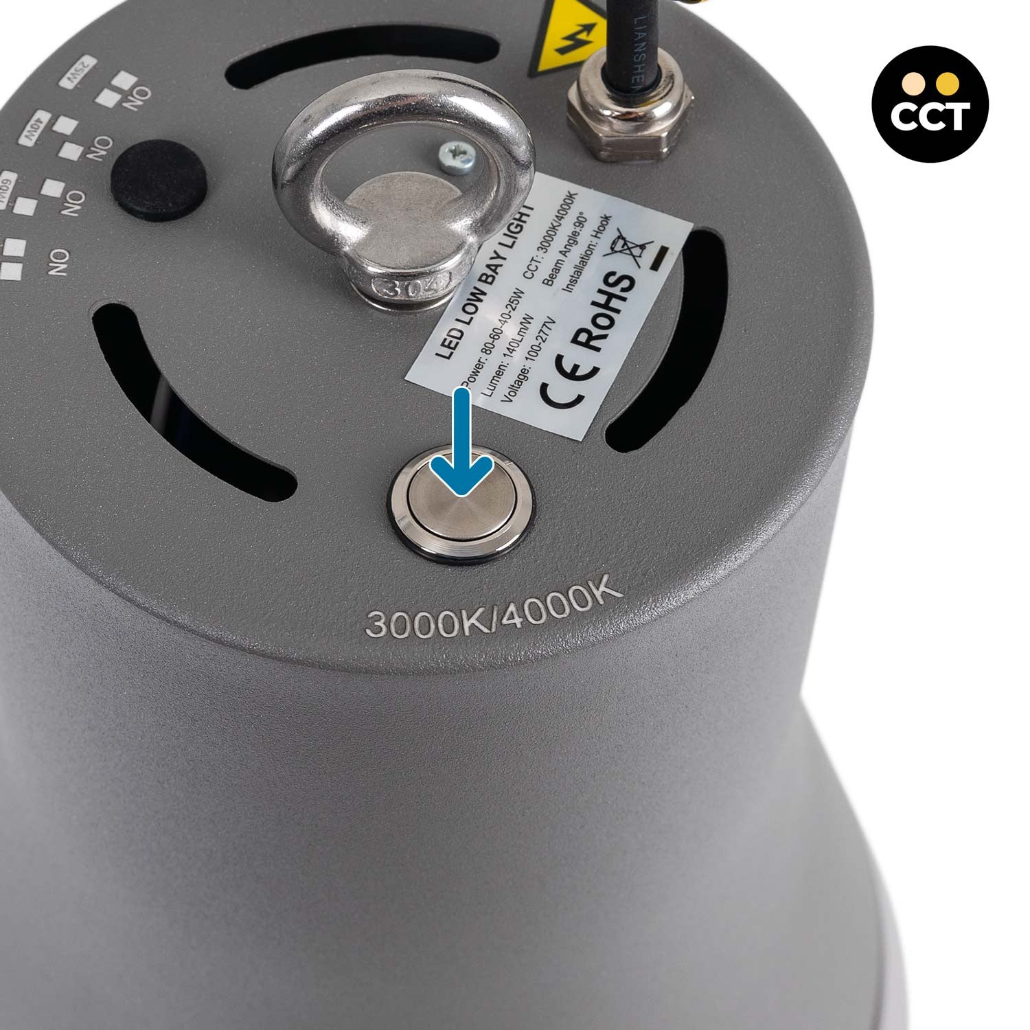 Campana LED comercial CCT - (25W / 40W / 60W / 80W) - Difusor policarbonato - UGR19 - Driver Lifud