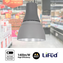 Campana LED comercial CCT -  (25W / 40W /60W / 80W) - Difusor aluminio - UGR19 - Driver Lifud 0-10V