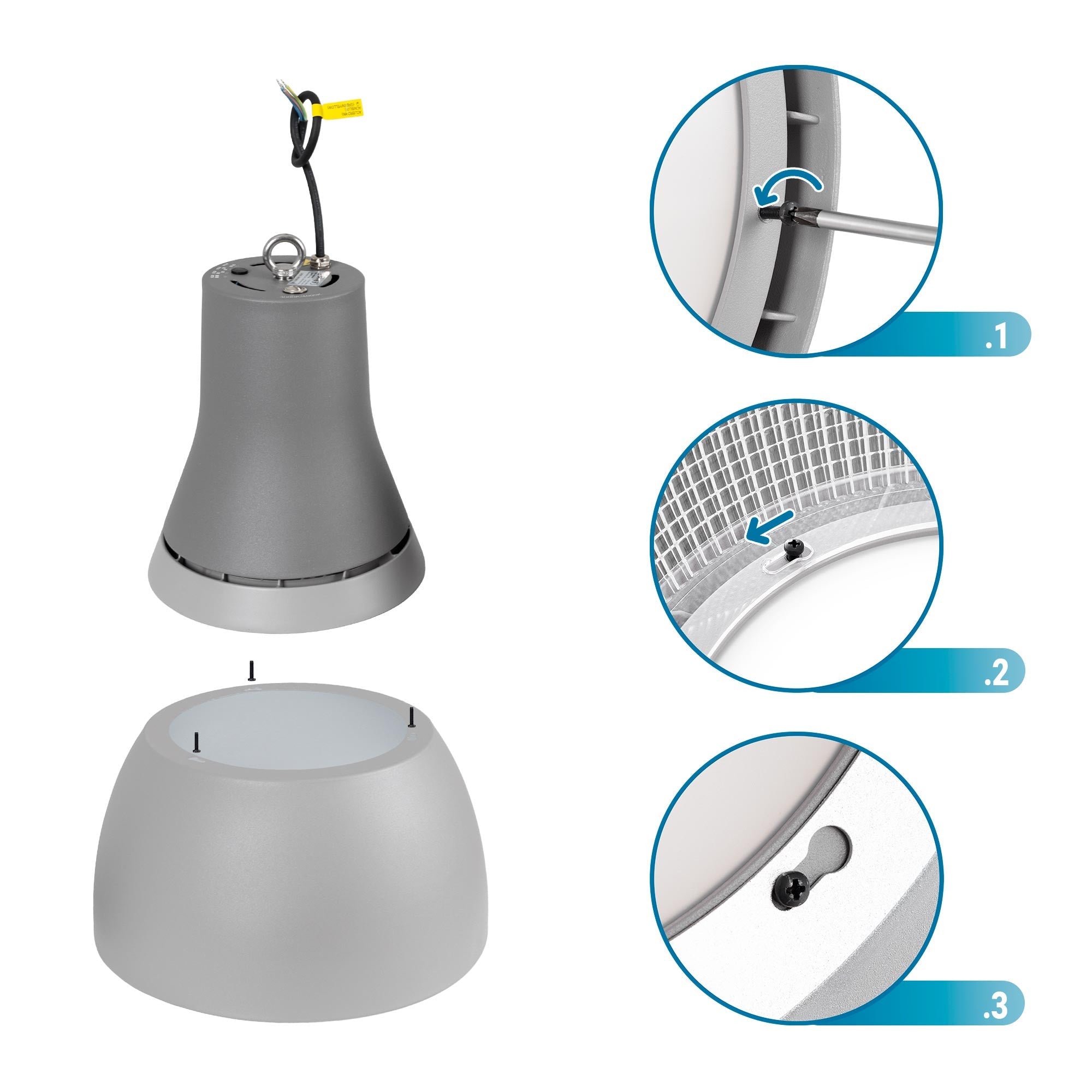 Campana LED comercial CCT -  (25W / 40W /60W / 80W) - Difusor aluminio - UGR19 - Driver Lifud 0-10V