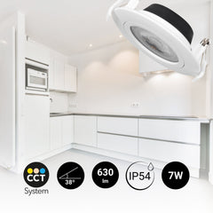 Downlight LED exterior - 7W - CCT - 630lm - Corte Ø 70mm - IP54