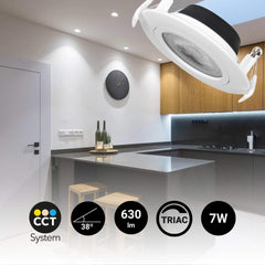 Downlight LED interior - 7W - CCT - DIMABLE TRIAC - 630lm - Corte Ø 70mm - IP20