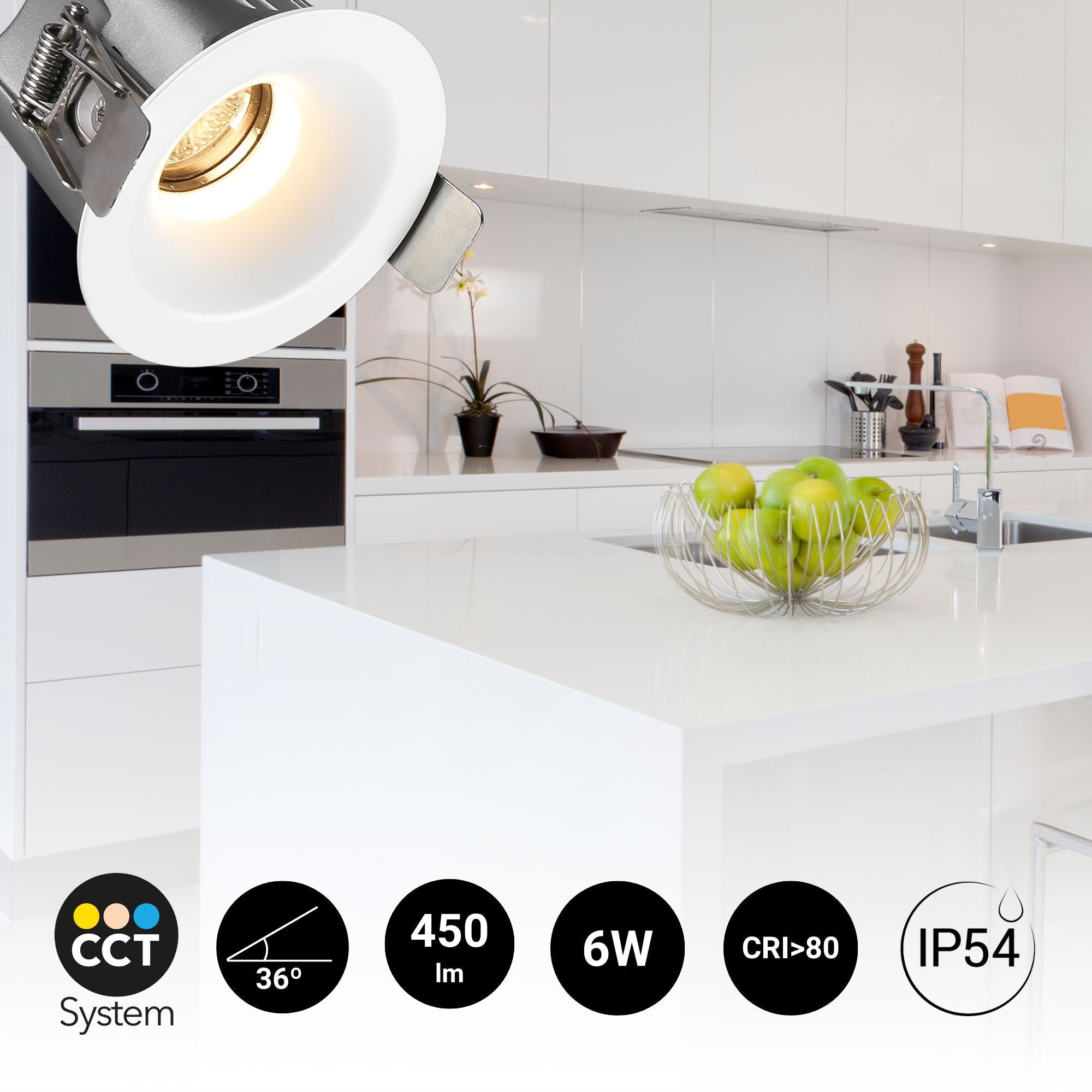 Downlight LED exterior 6W - CCT - Chip OSRAM - Driver PHILIPS - Corte Ø 55mm - IP54