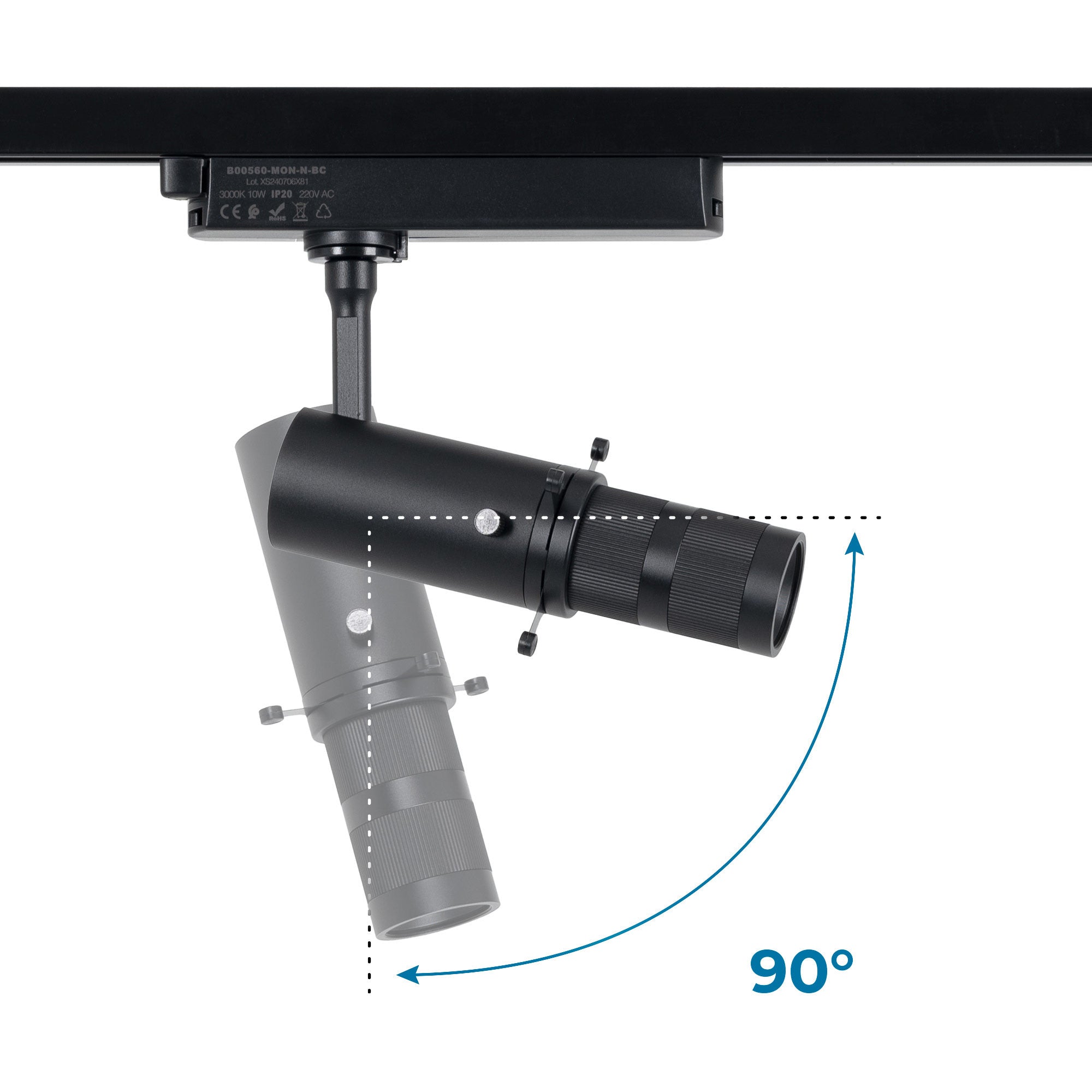 Proyector shapeable para carril monofásico - 10W - 20º-35