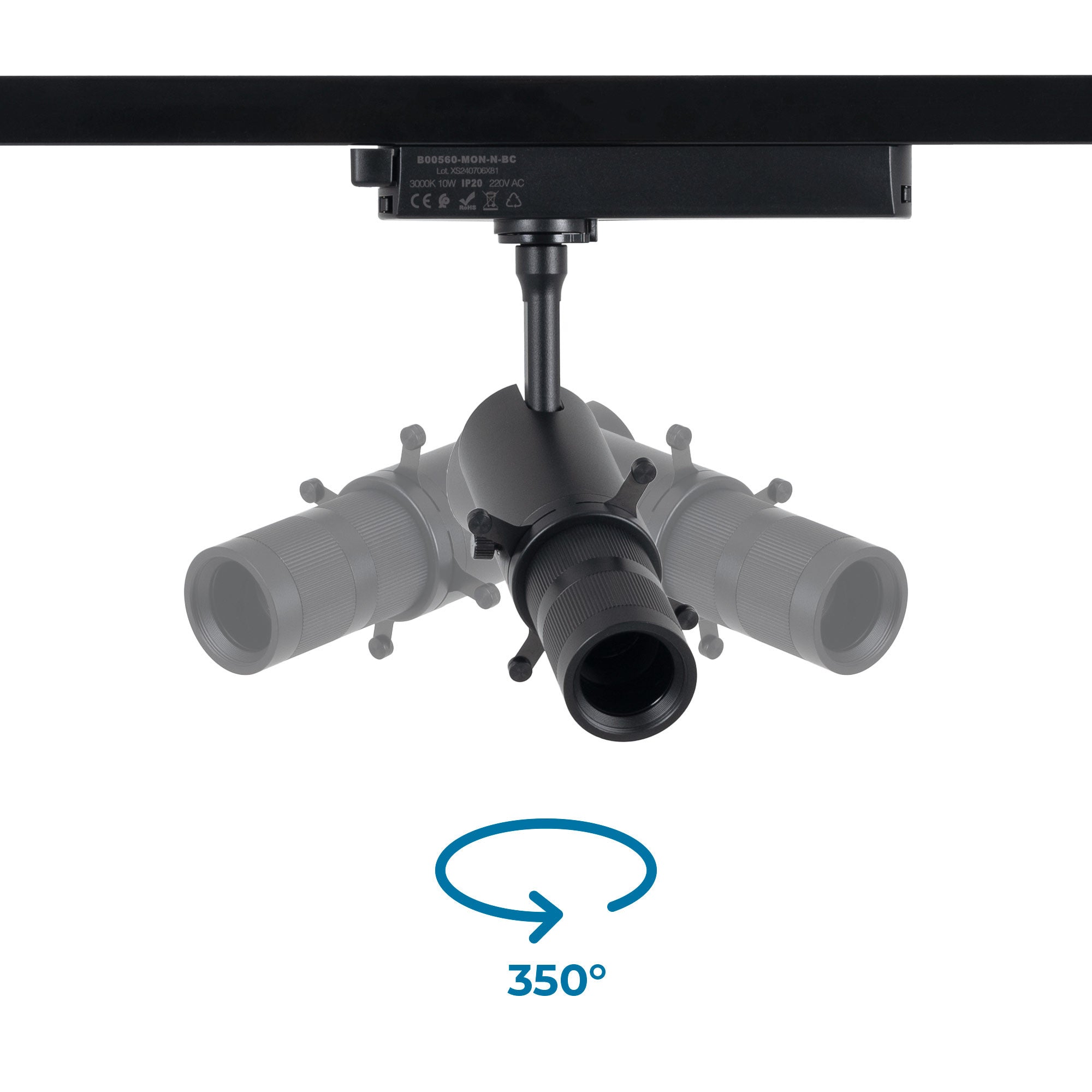 Proyector shapeable para carril monofásico - 10W - 20º-35