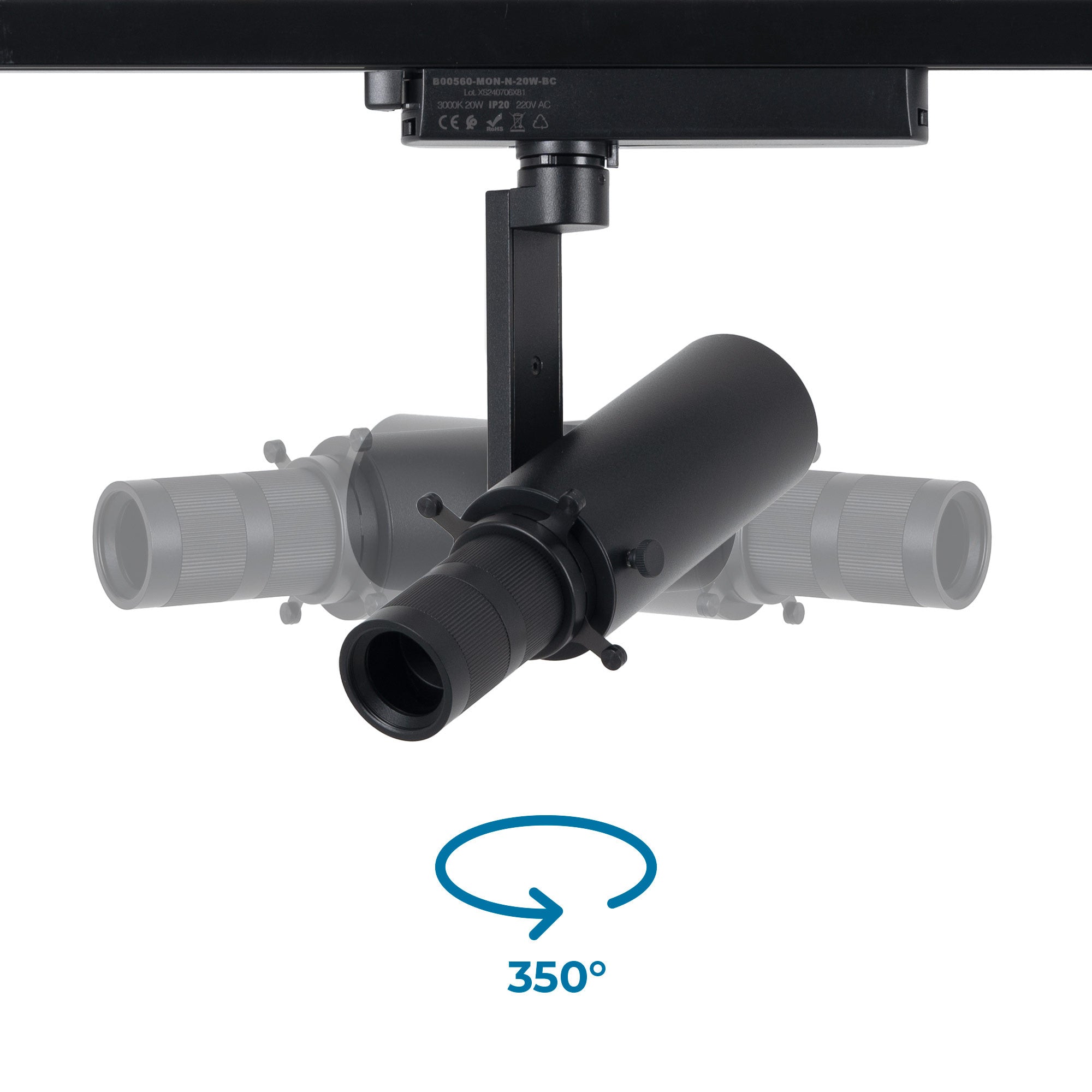 Proyector shapeable para carril monofásico - 20W - 20º-35