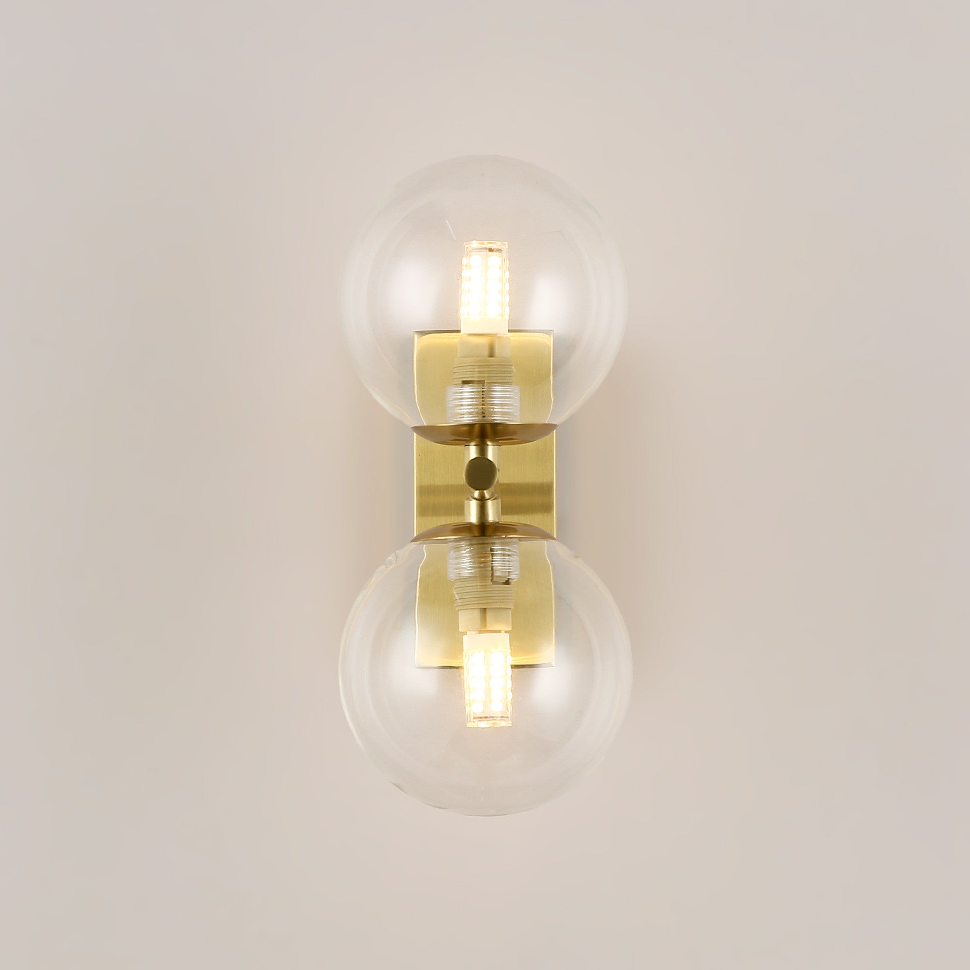 Aplique de pared con doble esfera de cristal "CANTHA" - 2 x G9