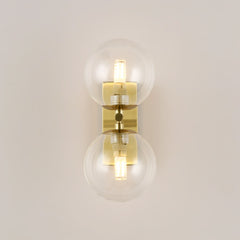 Aplique de pared con doble esfera de cristal "CANTHA" - 2 x G9