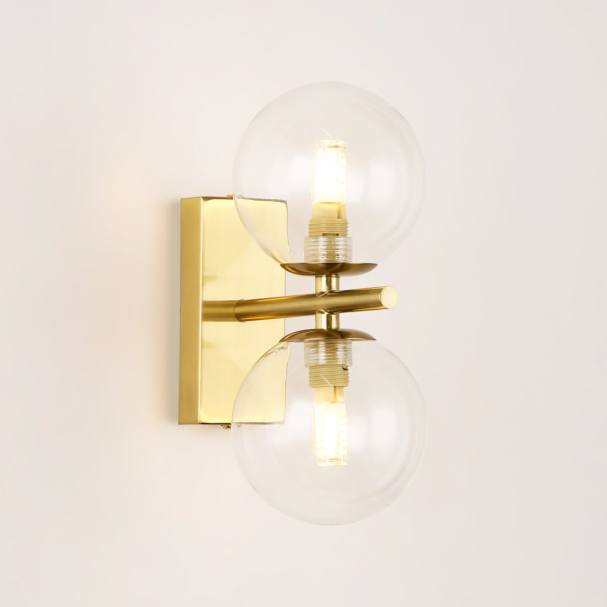 Aplique de pared con doble esfera de cristal "CANTHA" - 2 x G9