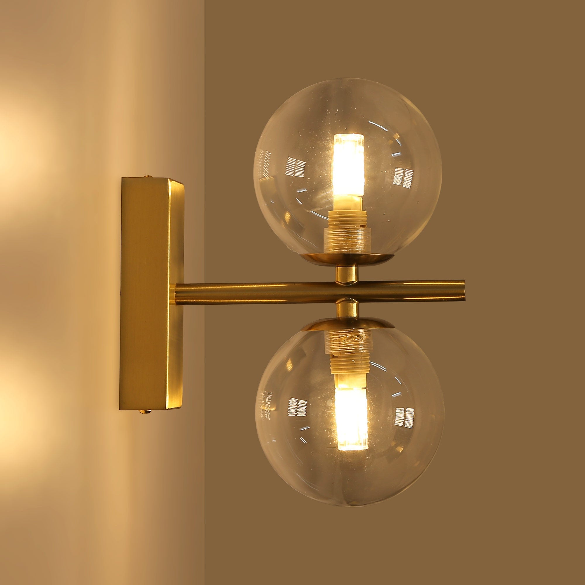 Aplique de pared con doble esfera de cristal "CANTHA" - 2 x G9