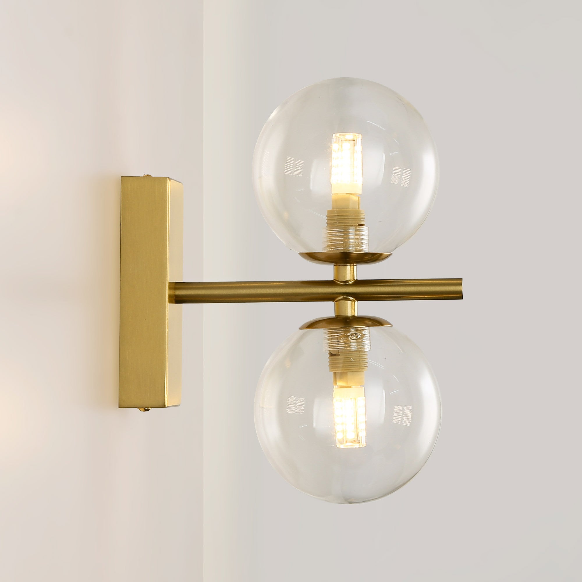 Aplique de pared con doble esfera de cristal "CANTHA" - 2 x G9