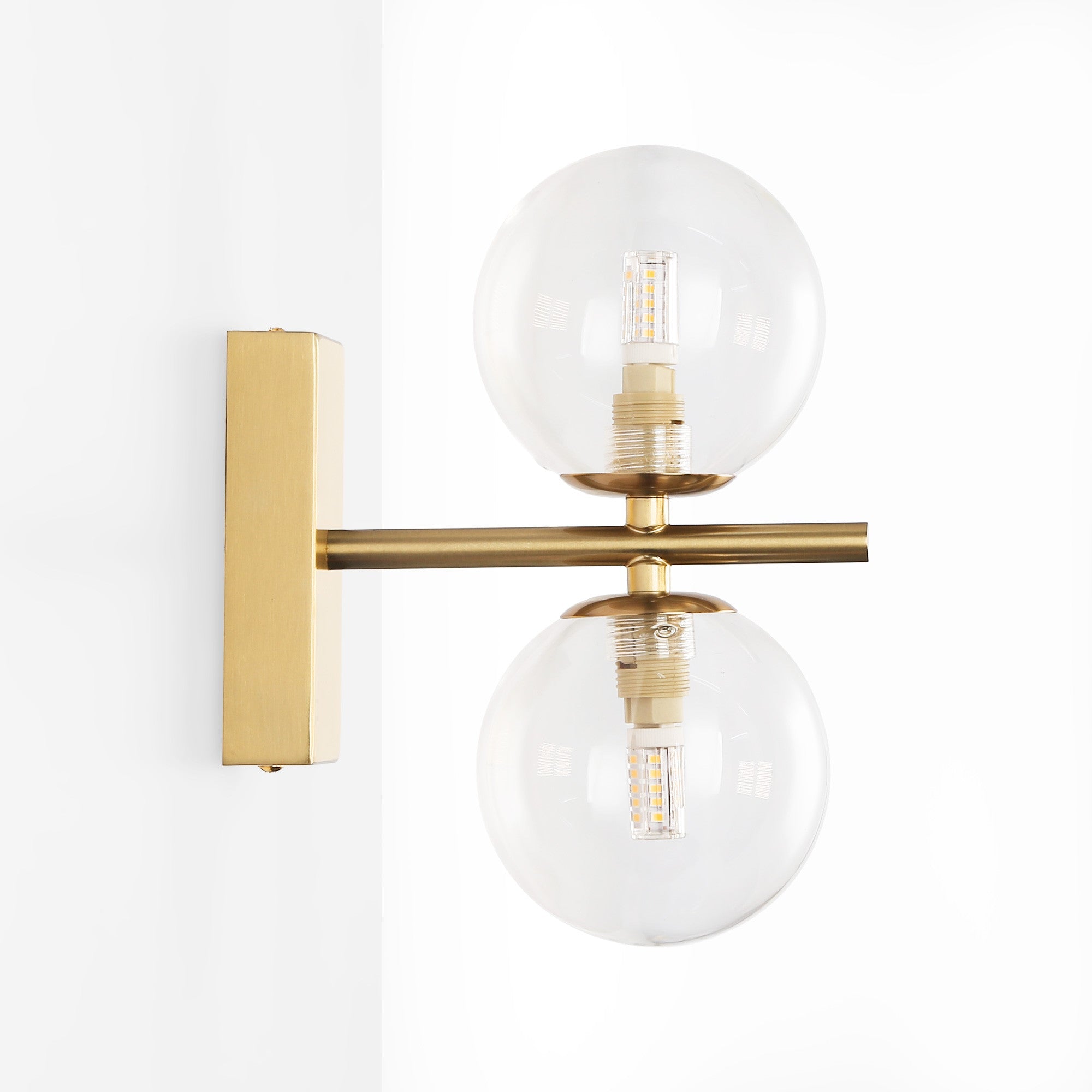 Aplique de pared con doble esfera de cristal "CANTHA" - 2 x G9