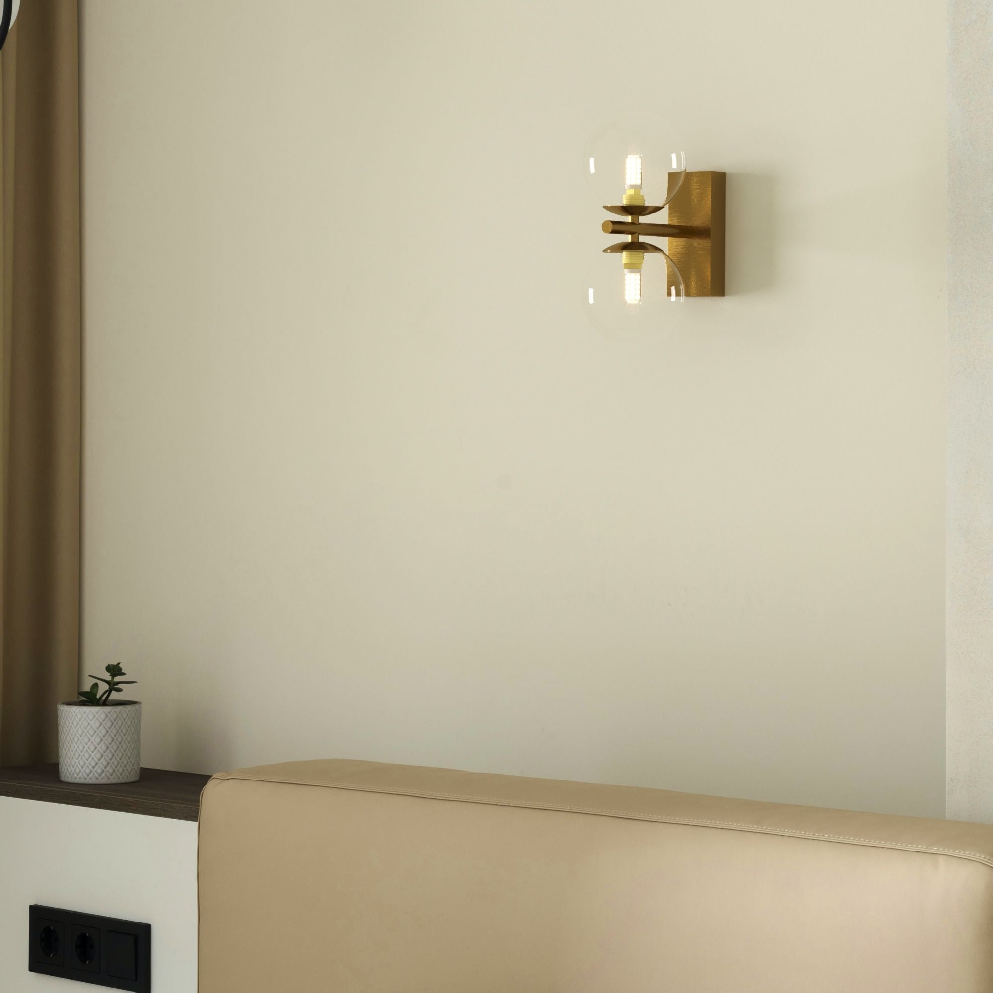 Aplique de pared con doble esfera de cristal "CANTHA" - 2 x G9