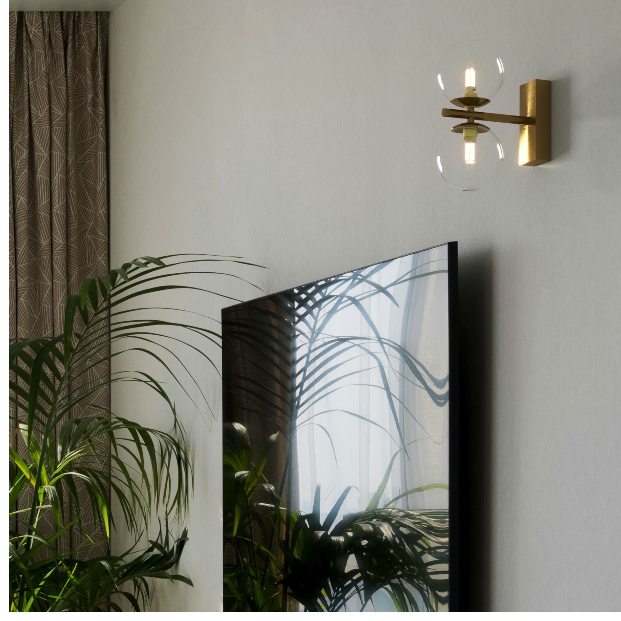 Aplique de pared con doble esfera de cristal "CANTHA" - 2 x G9