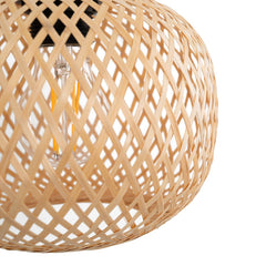 Aplique de pared de mimbre y madera "Phuket" - Con cable y enchufe - E27