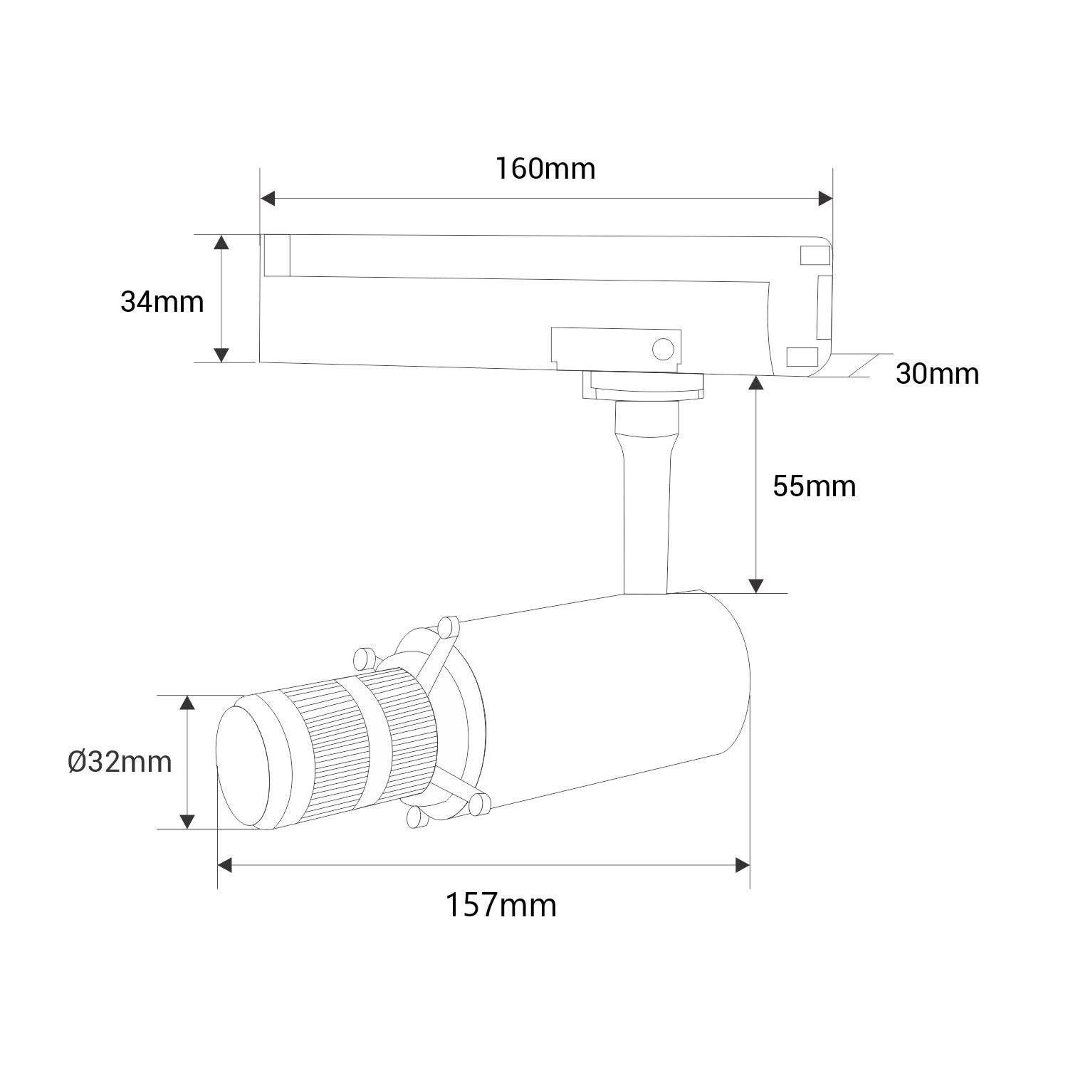 Proyector shapeable para carril monofásico - 10W - 20º-35