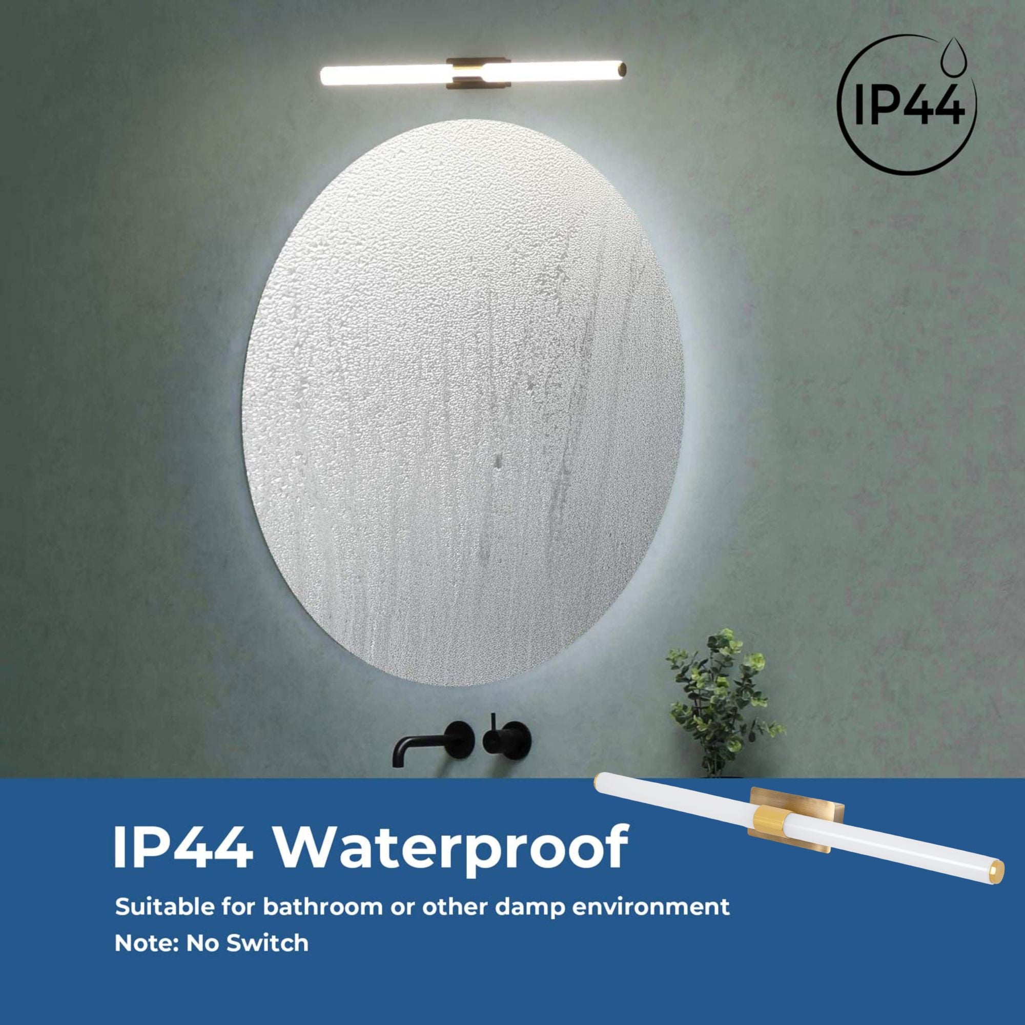 Aplique LED tubular para baño - 8W - IP44 - 60cm