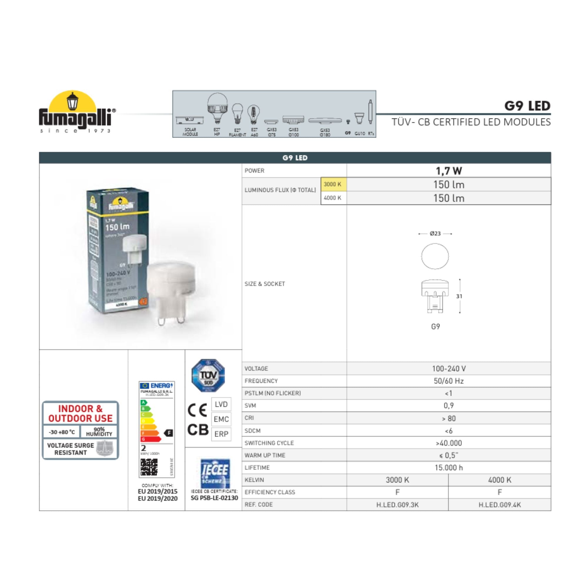 Bolardo para caminos LED STEVEN Fumagalli G9 IP67