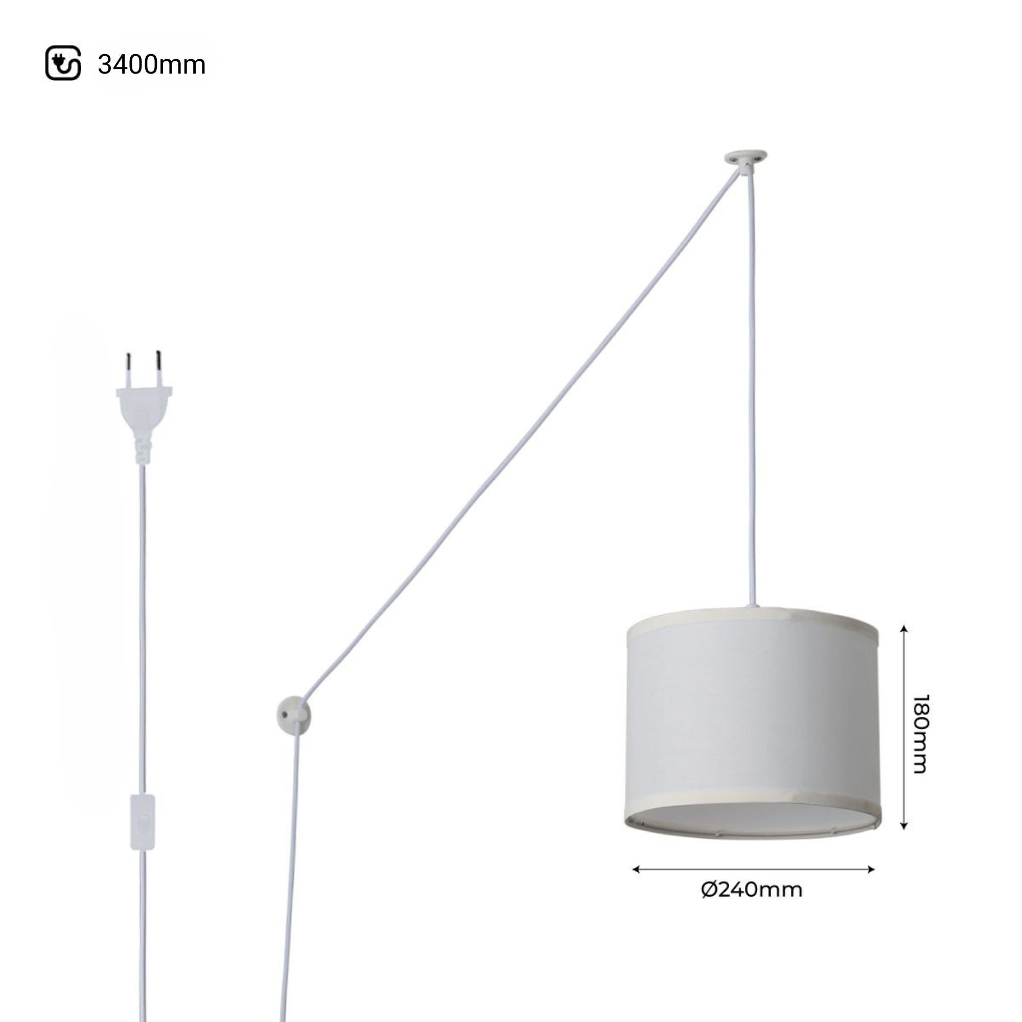 Lámpara colgante decorativa "KIM" - Con cable y enchufe - E27