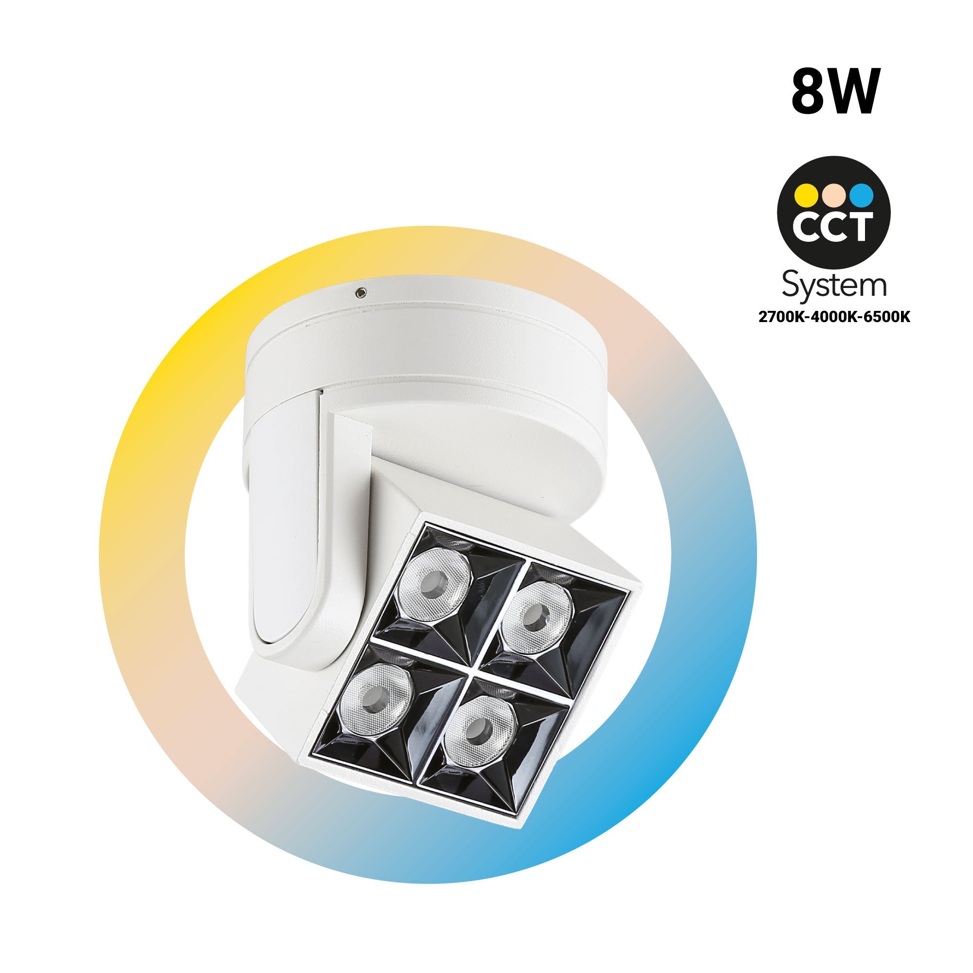 Aplique techo LED cuadrado orientable 8W - CCT - UGR18 - Chip OSRAM - Driver KGP