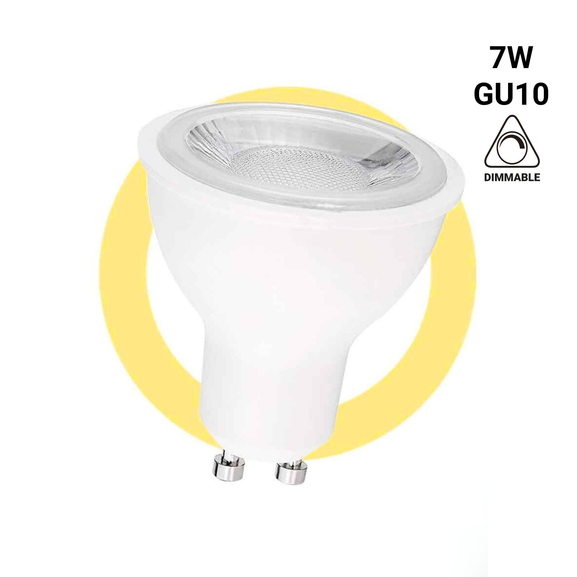 Bombilla LED GU10 - 7W - Regulable - Ø50mm - Óptica a 45º
