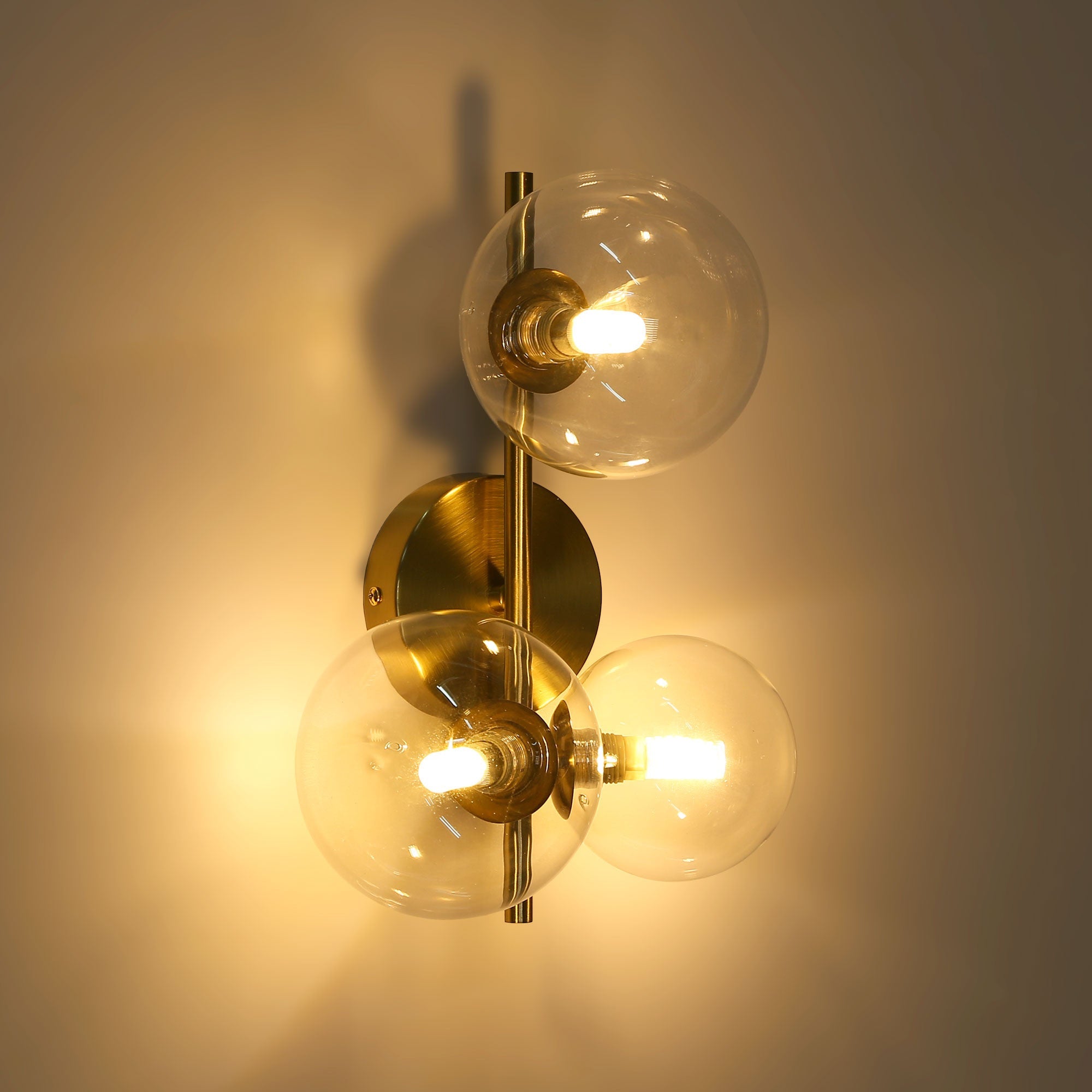 Aplique de pared con esferas de cristal "CATY" - 3 x G9