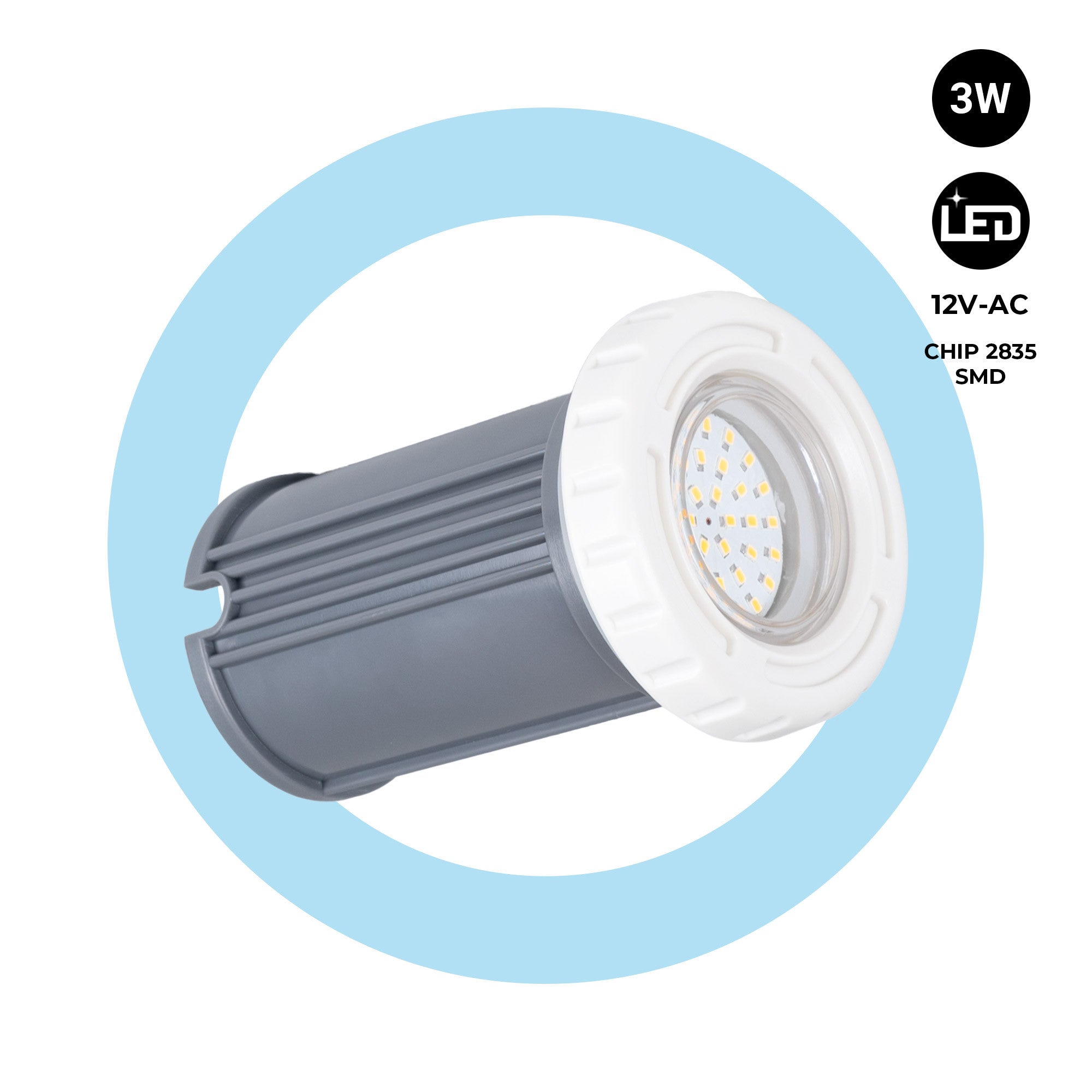 Foco LED sumergible para piscina - 12V AC - 3W - IP68 - Ø94mm