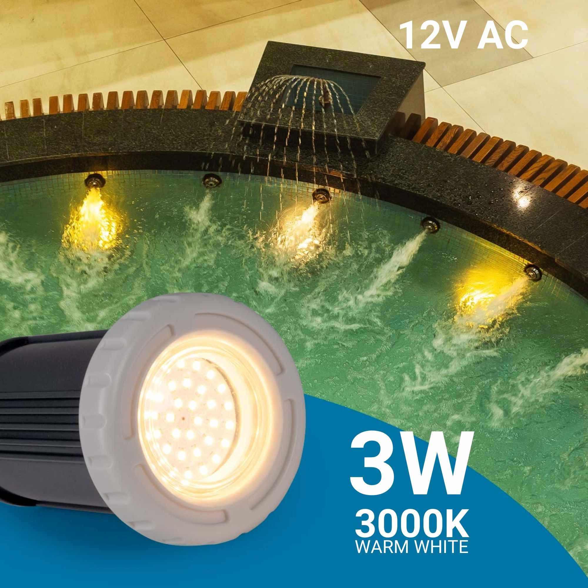 Foco LED sumergible para piscina - 12V AC - 3W - IP68 - Ø94mm