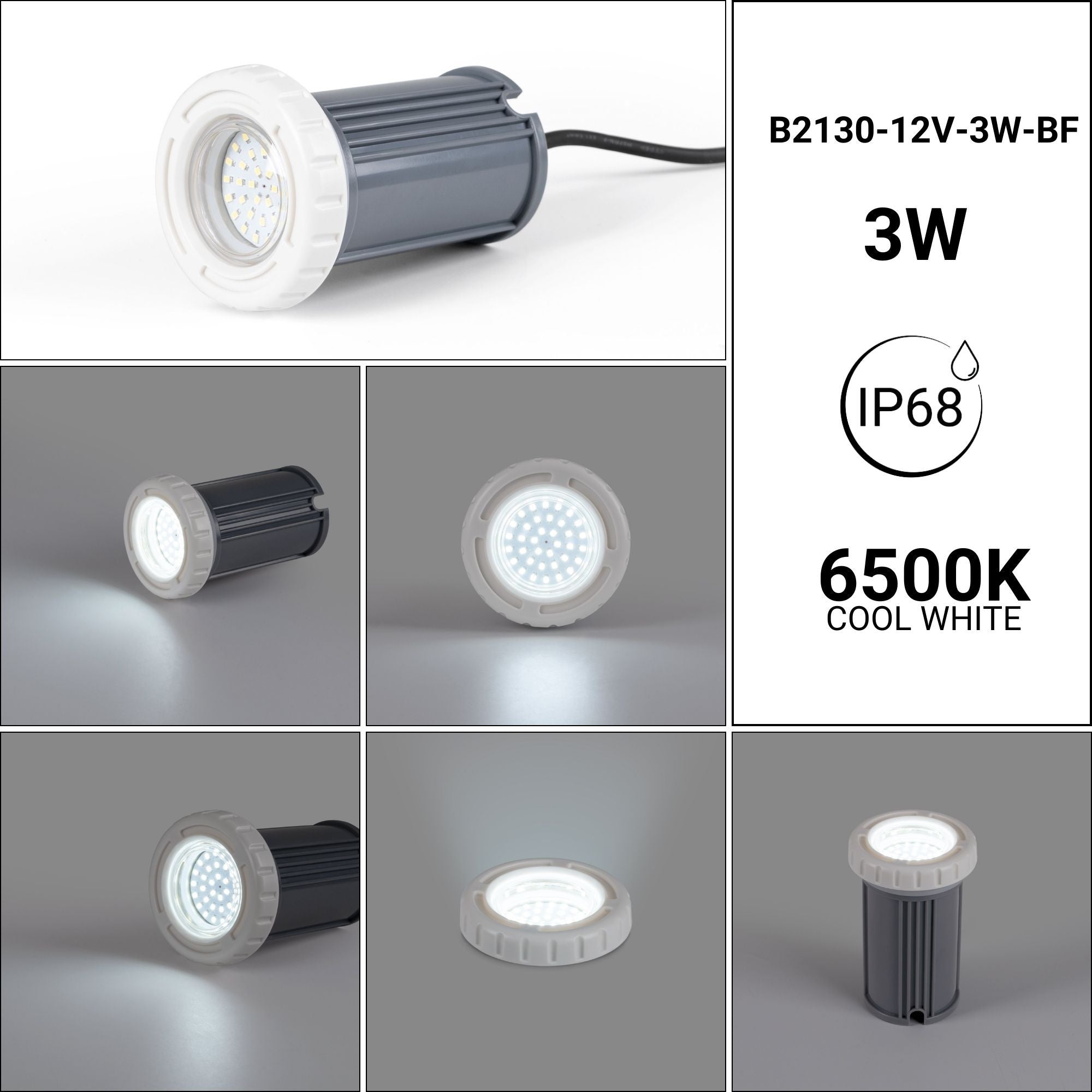 Foco LED sumergible para piscina - 12V AC - 3W - IP68 - Ø94mm