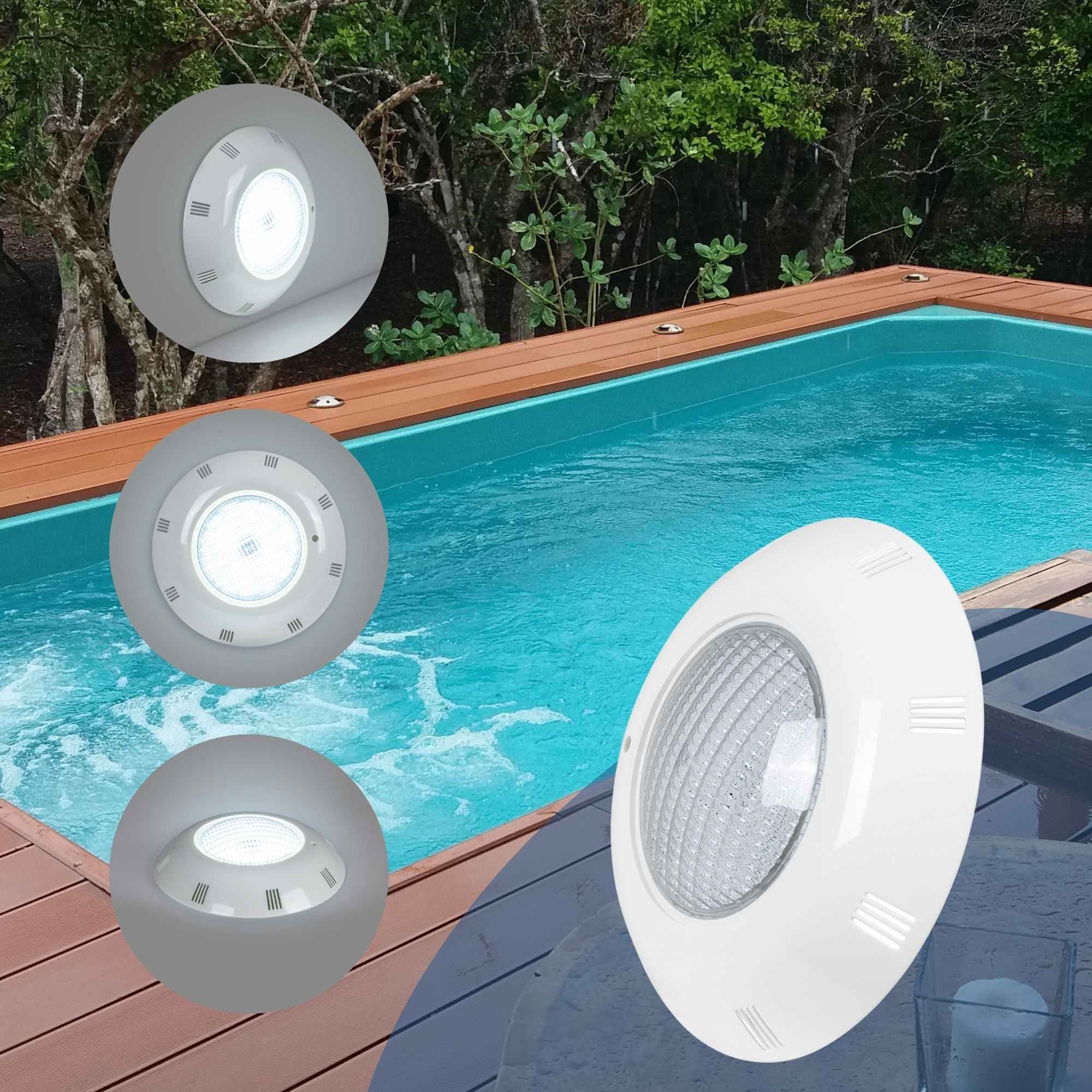 Foco LED sumergible para piscina de fibra - 12V AC - 24W - IP68 - Ø295mm