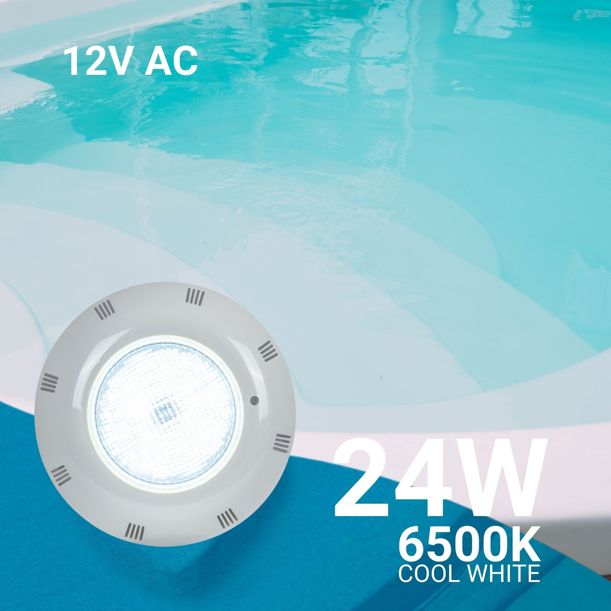 Foco LED sumergible para piscina de fibra - 12V AC - 24W - IP68 - Ø295mm