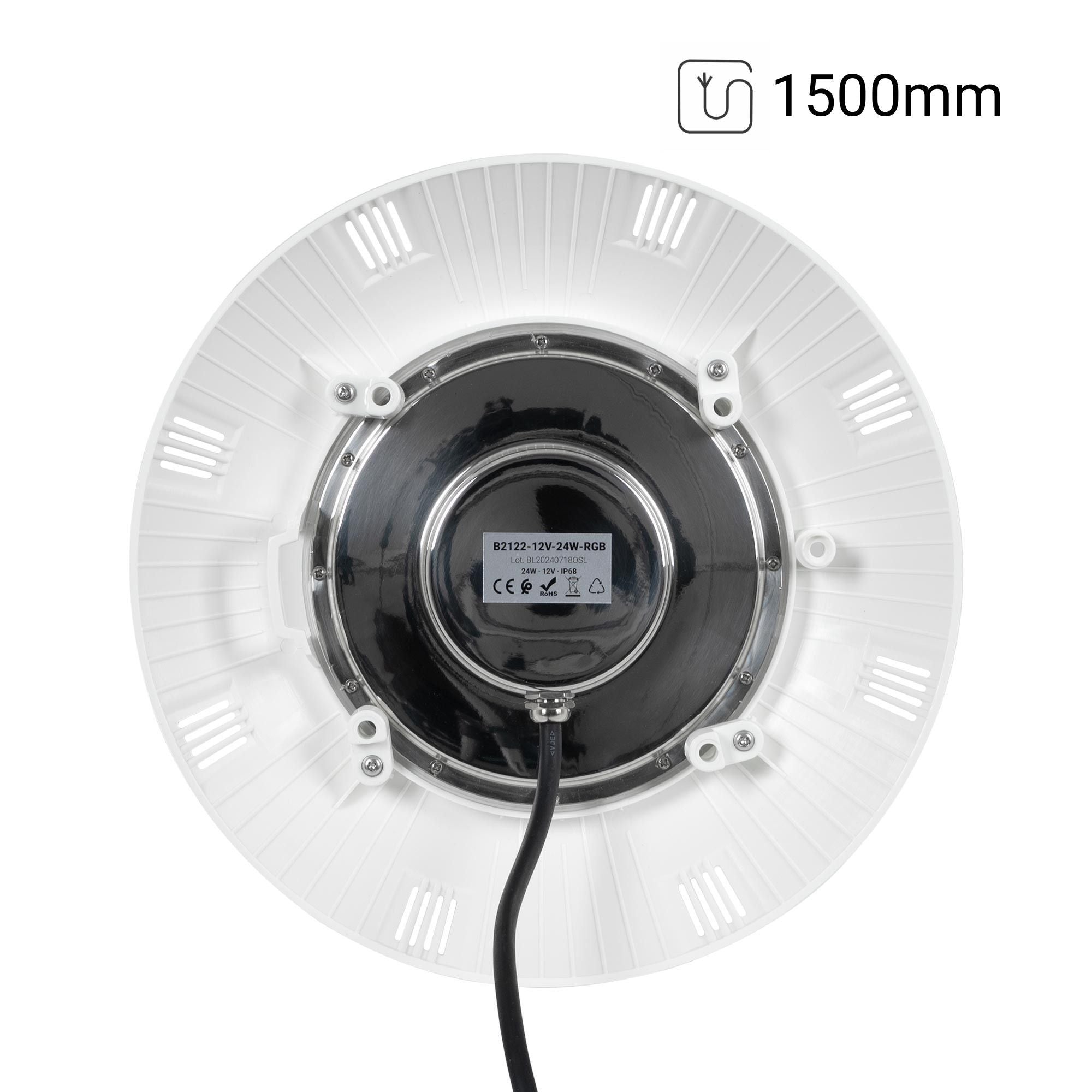 Foco LED sumergible para piscina de fibra - 12V AC - 24W - IP68 - Ø295mm