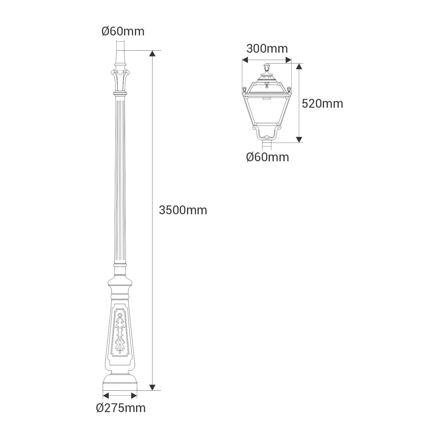 Poste de luz exterior "TOBIA" Fumagalli CCT - 30W - 8 opciones - E27