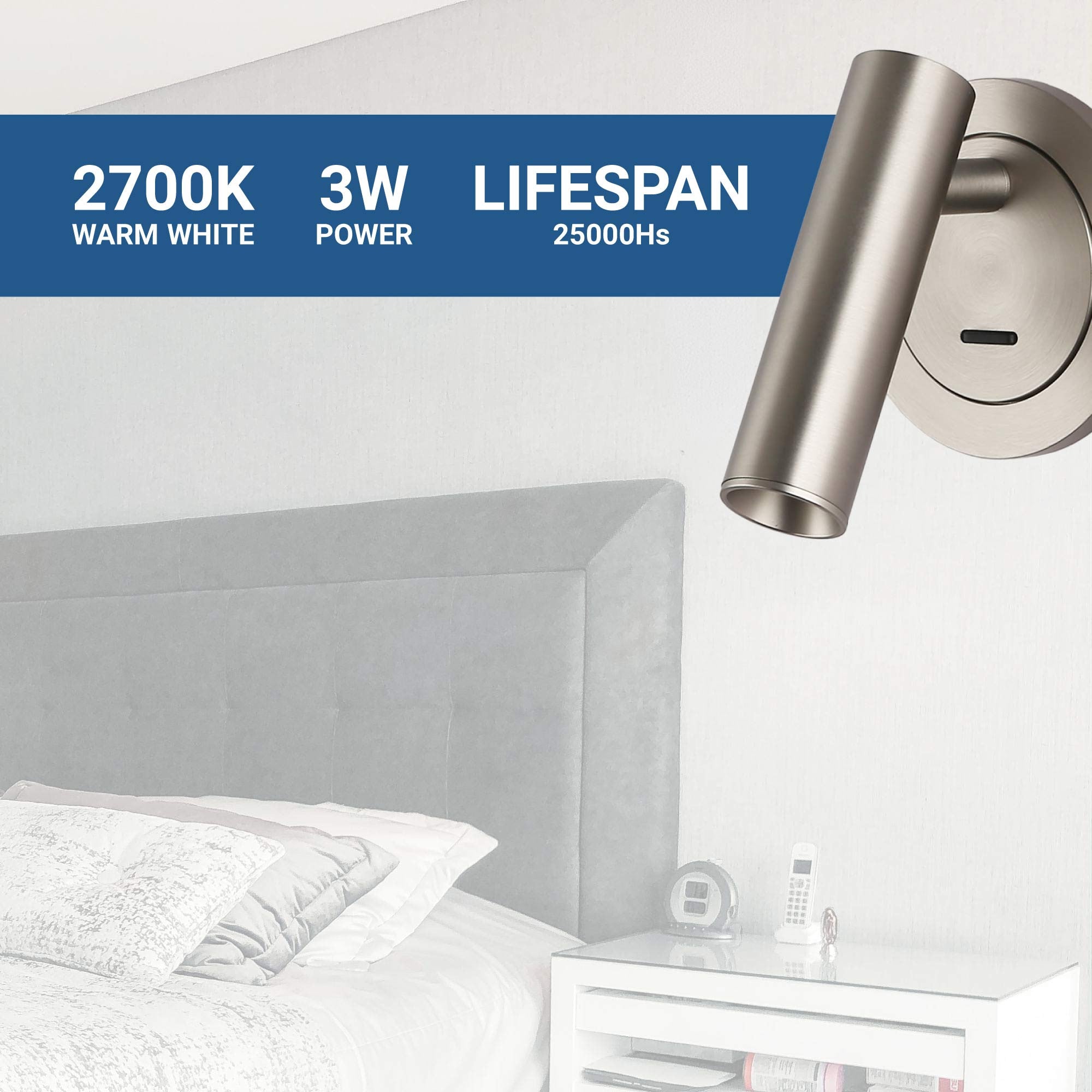 Aplique empotrable para lectura "MILSA" - 3W - 2700K - CRI 85