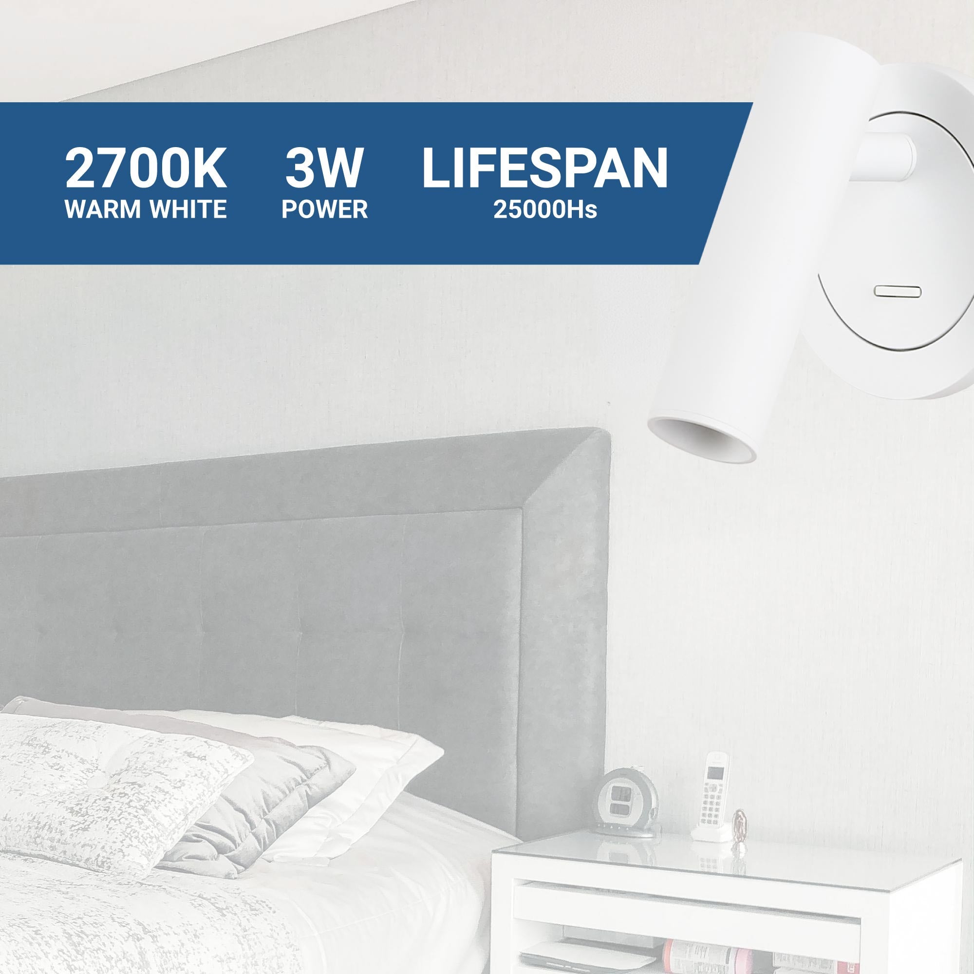 Aplique empotrable para lectura "MILSA" - 3W - 2700K - CRI 85
