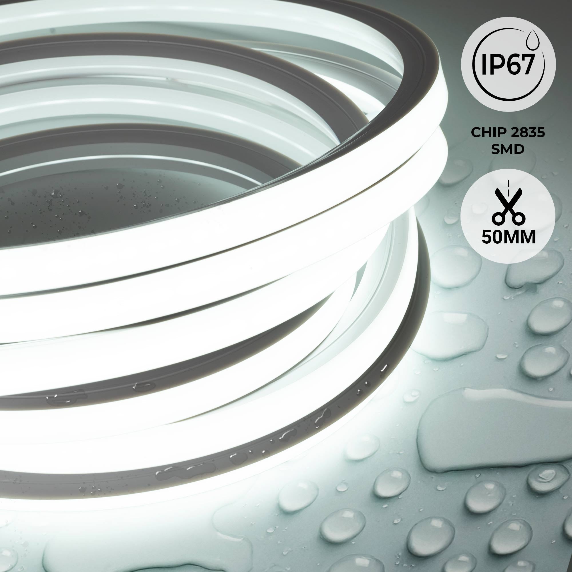 Neón LED flexible 3D  24V DC - 16x16mm - 5 metros - Kit completo - 12W/m - IP67 - Curvatura vertical y horizontal