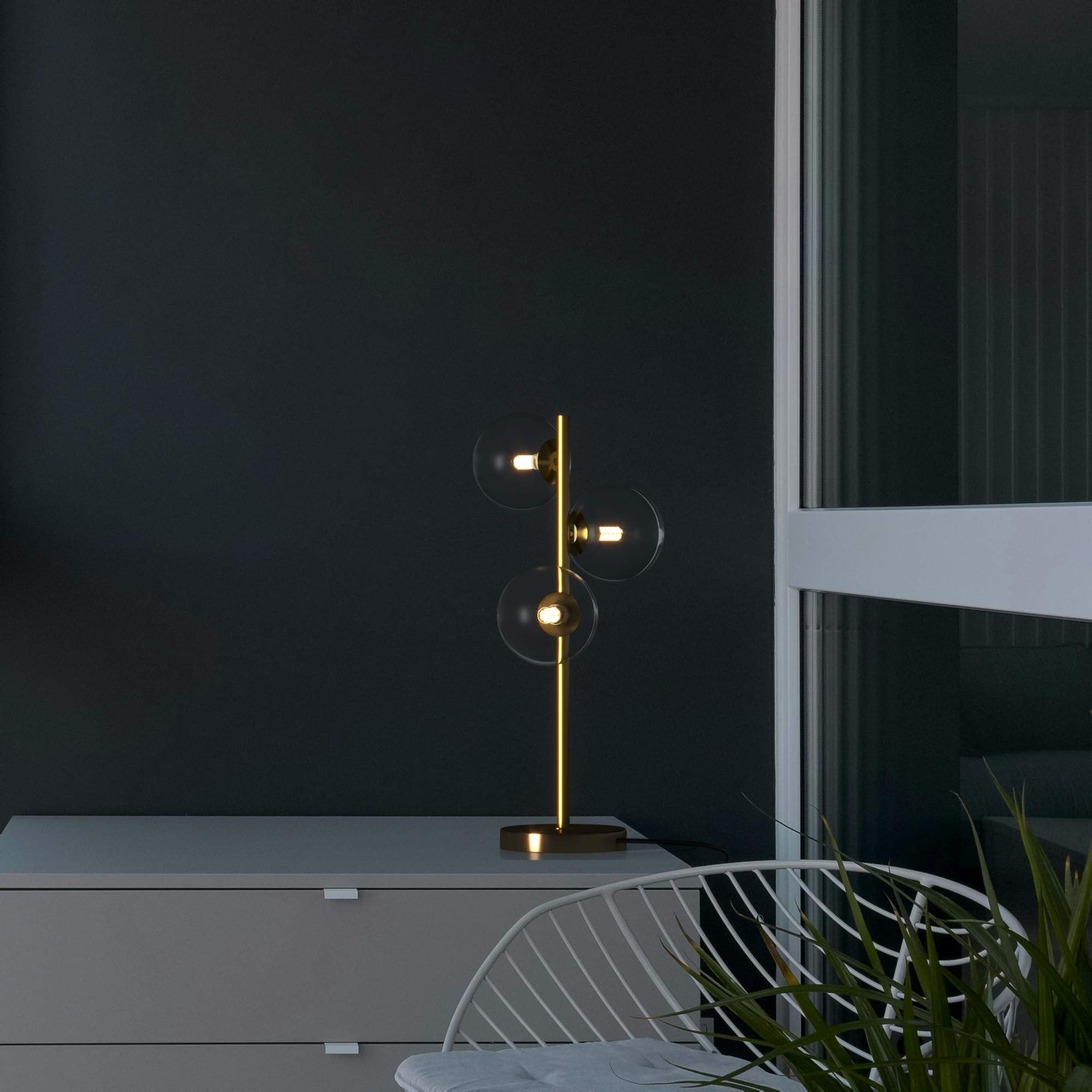 Lámpara de mesa con esferas de cristal "COMI" - 3 x G9