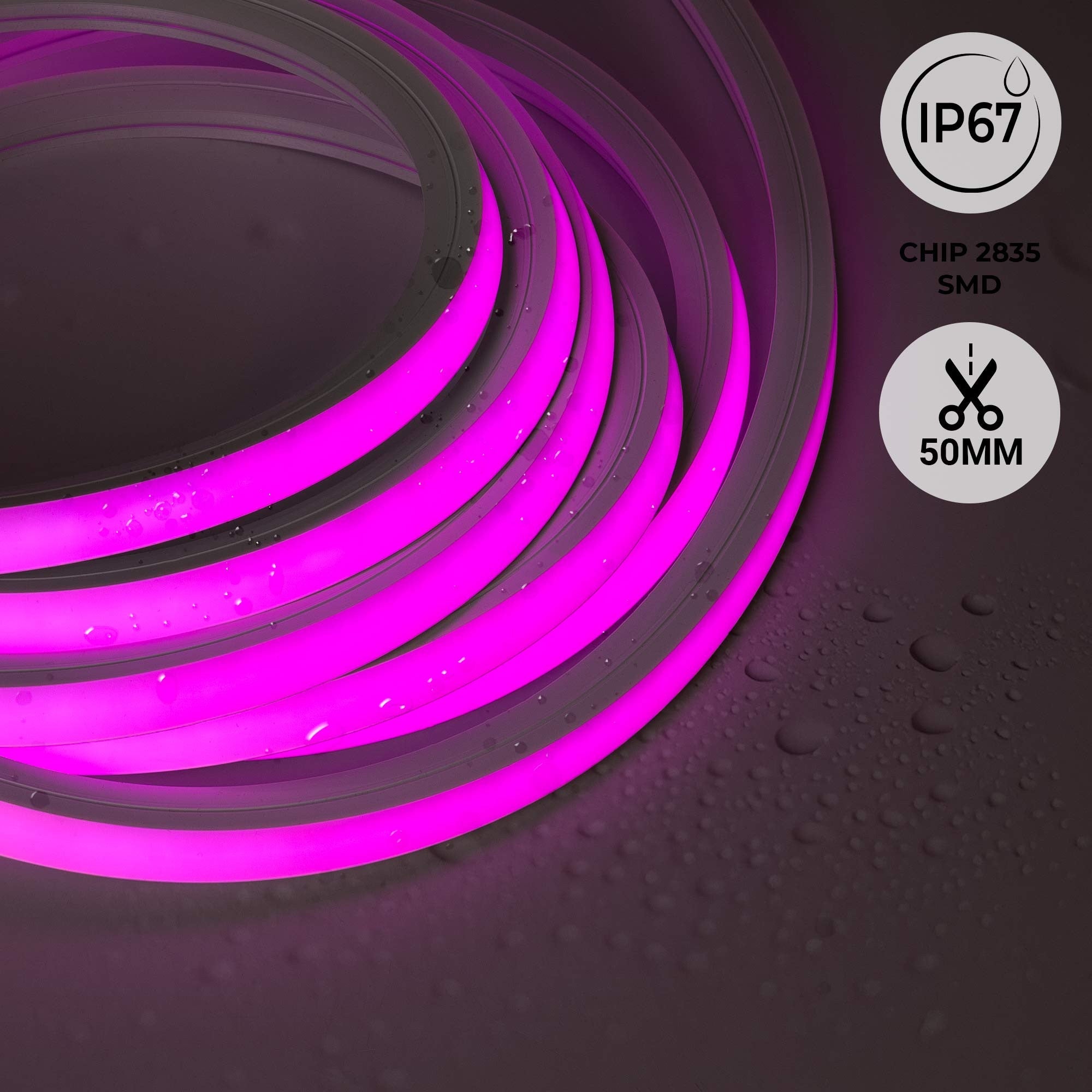 Neón LED flexible RGB 3D - 16x16mm - 5m - Kit completo -12W/m - IP67 -Curvatura vertical y horizontal