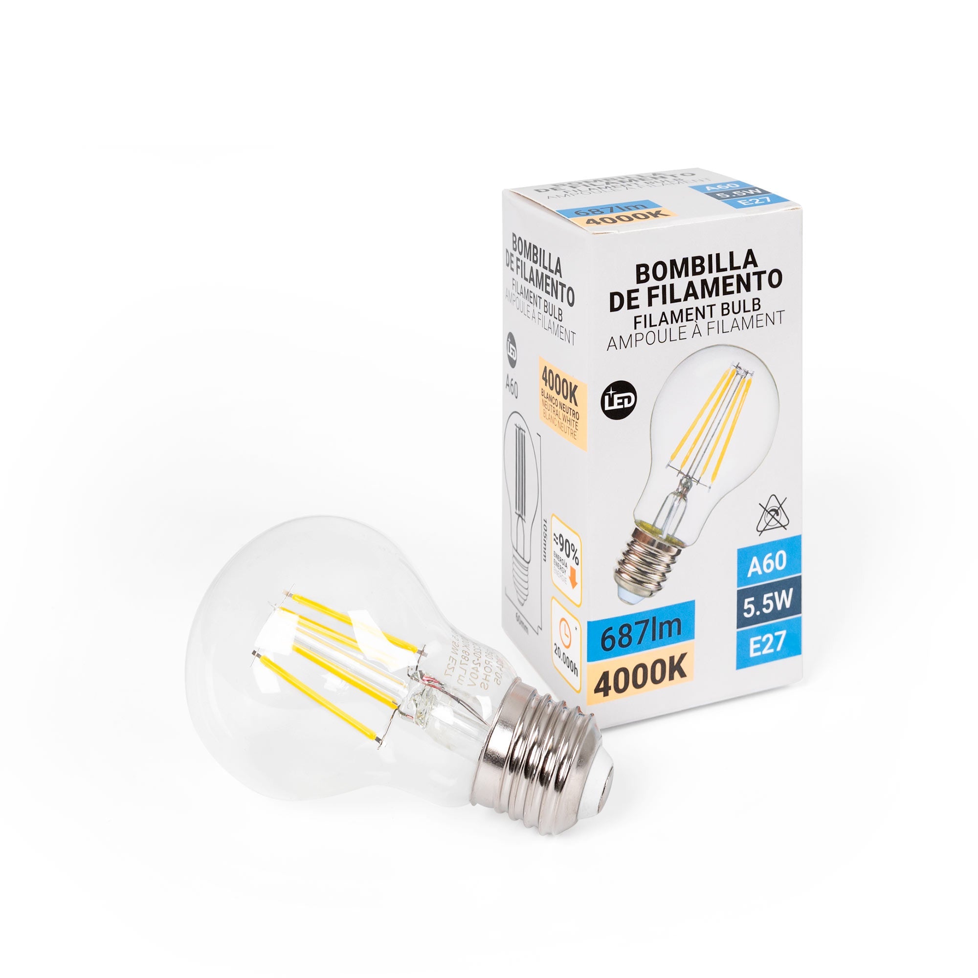 Bombilla LED filamento E27 A60 - 5,5W