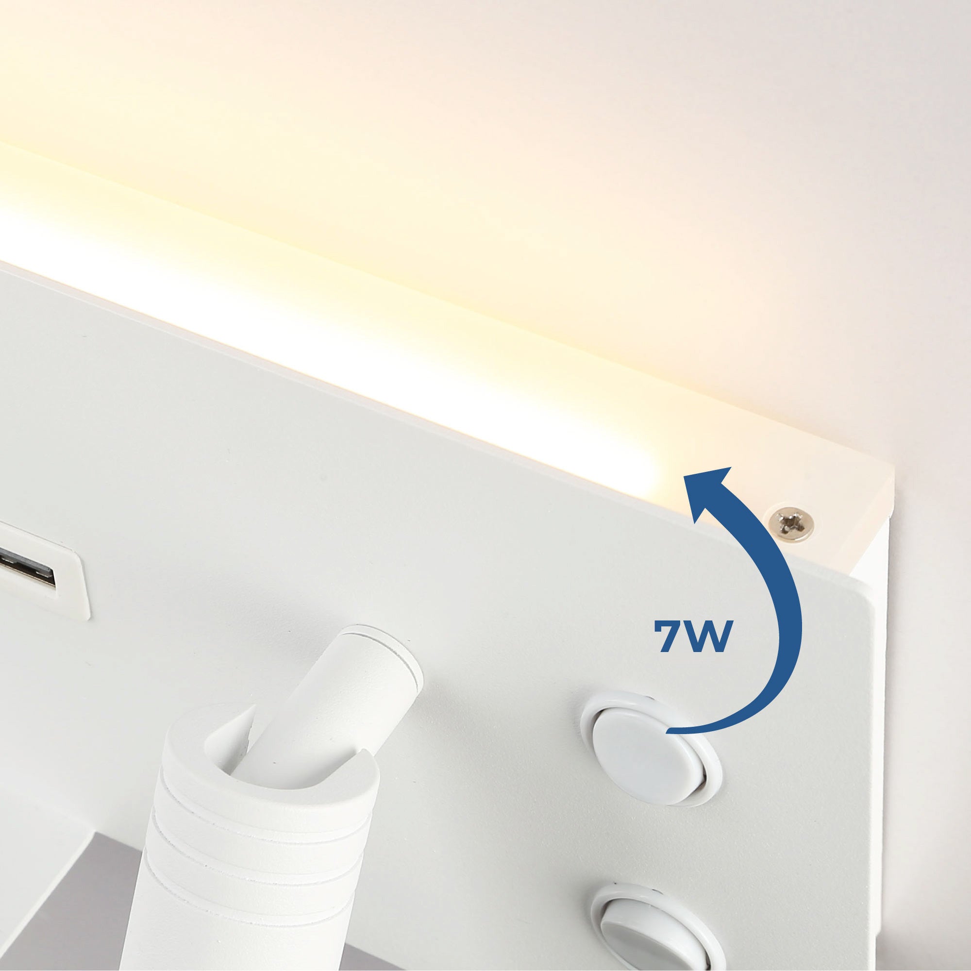 Aplique de pared para lectura con puerto USB "Kerta" - Iluminación doble - 3W+7W