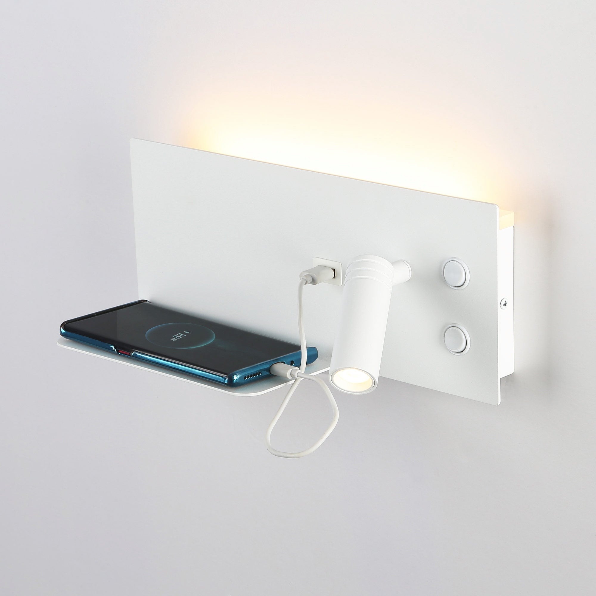 Aplique de pared para lectura con puerto USB "Kerta" - Iluminación doble - 3W+7W