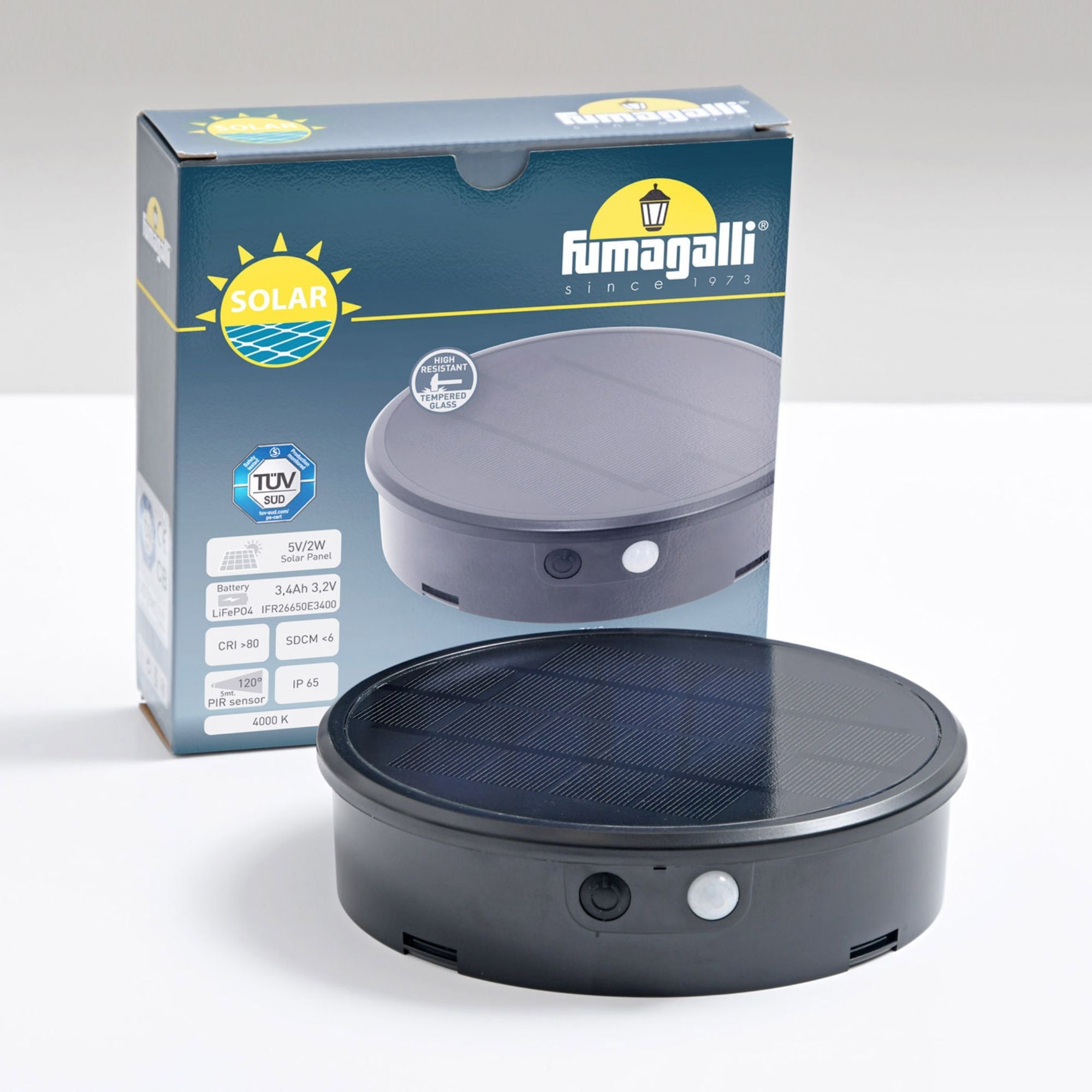 Farola solar de jardín aplique de pared "BISSO/ROSETTA" con sensor PIR - 2 modos de funcionamiento - 4000K