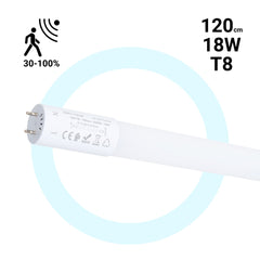 Tubo LED T8 con sensor de movimiento microondas 30-100% - 18W - 120 cm - 6000K