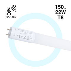 Tubo LED T8 con sensor de movimiento microondas 30-100% - 22W - 150 cm - 6000K