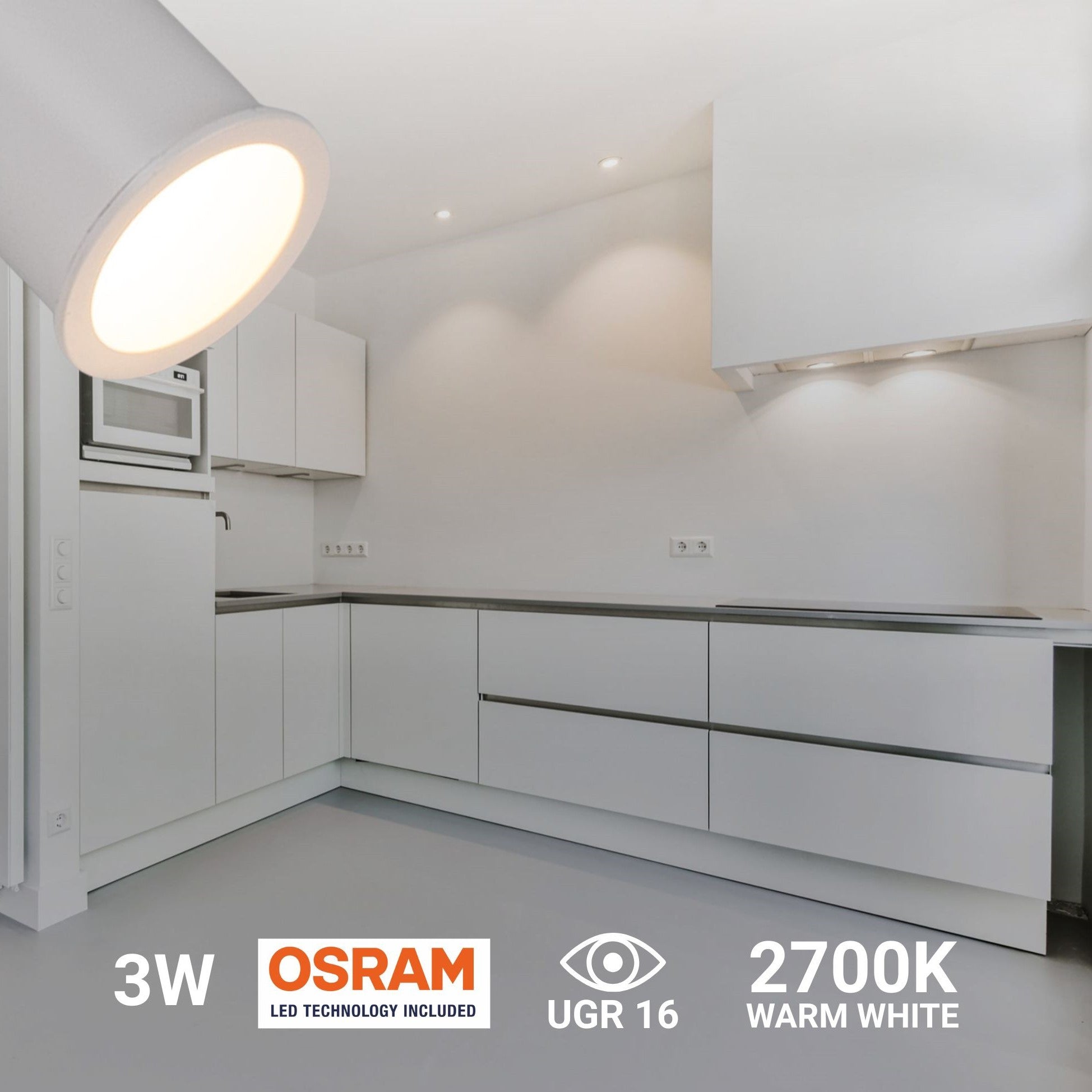 Downlight LED Mini 3W - Chip OSRAM - Bajo UGR - Ø 22mm