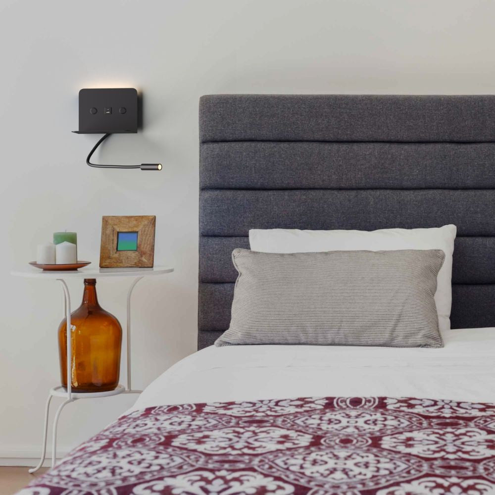 Aplique de pared para lectura "SLANGE 2" - 3W + 6W - Puerto USB + USB-C