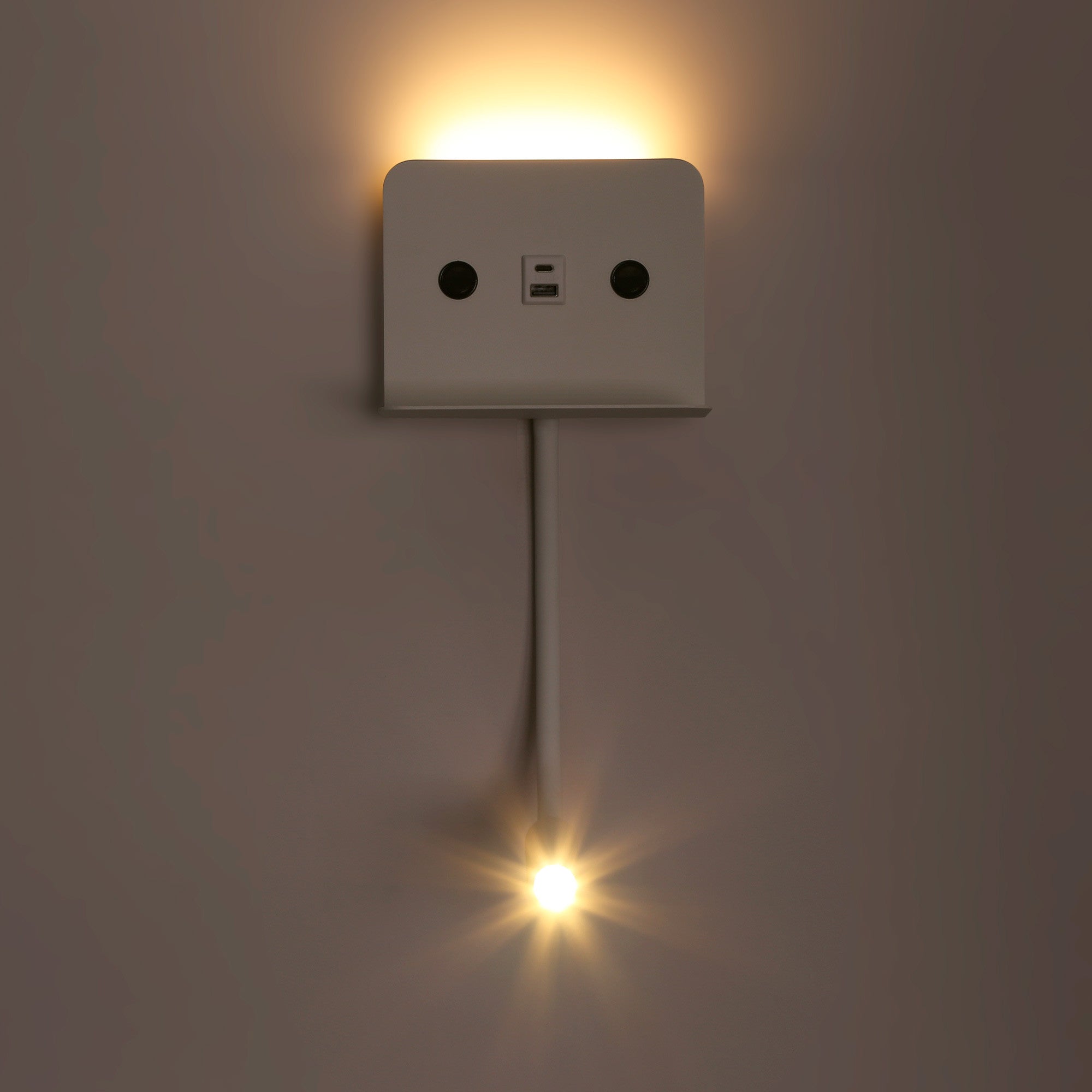 Aplique de pared para lectura "SLANGE 2" - 3W + 6W - Puerto USB + USB-C