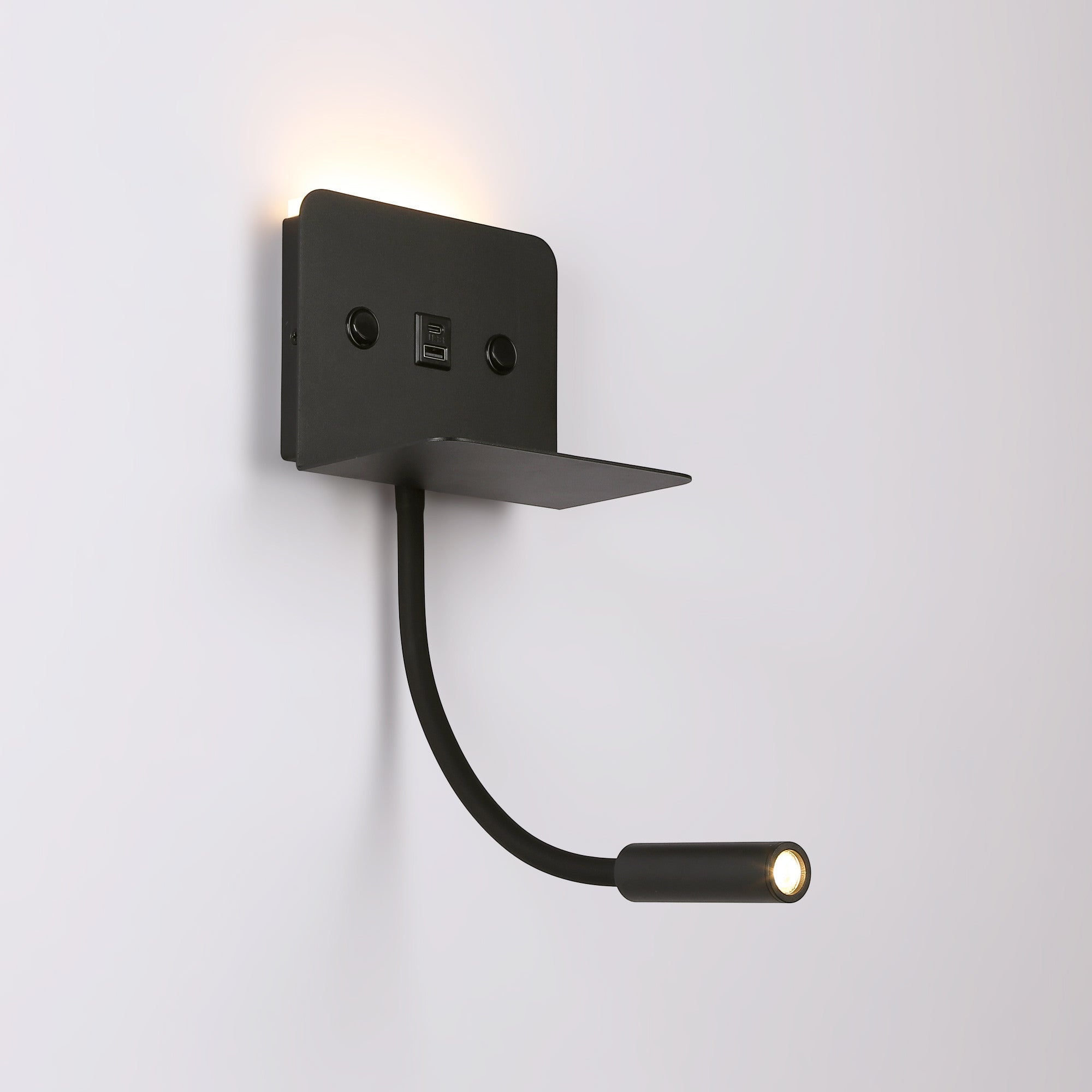 Aplique de pared para lectura "SLANGE 2" - 3W + 6W - Puerto USB + USB-C
