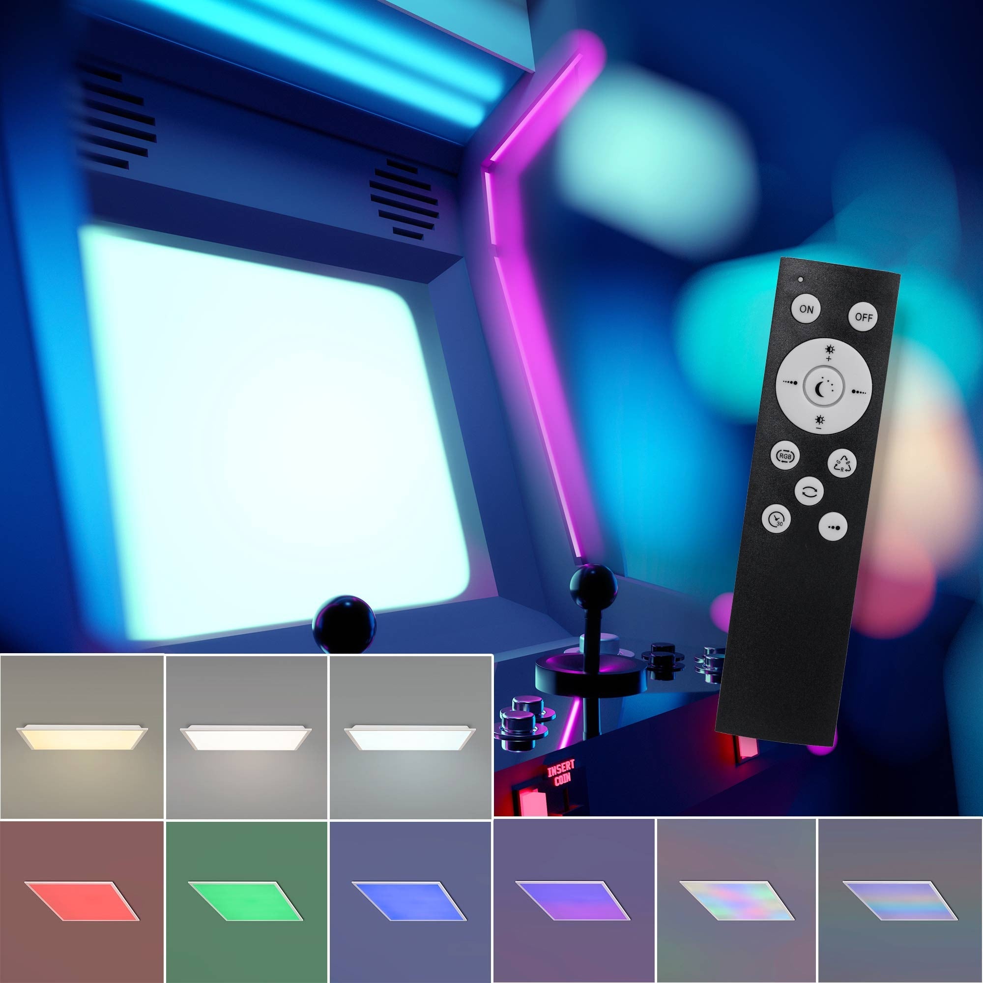 Plafón de techo LED Backlight - 60x60cm - 36W - CCT + RGB IC - Con mando a distancia