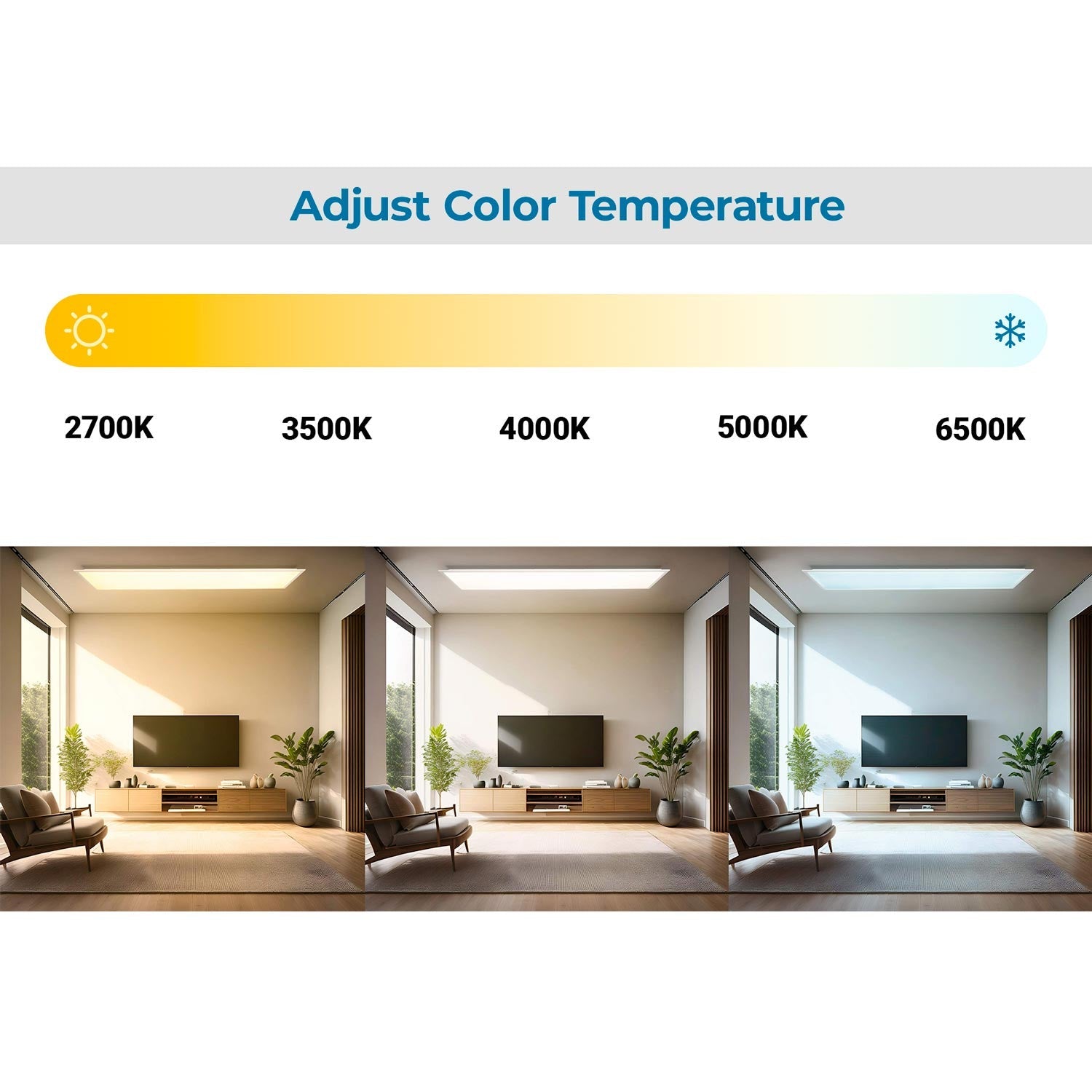 Plafón de techo LED Backlight - 120x30cm - 36W - CCT + RGB IC - Con mando a distancia